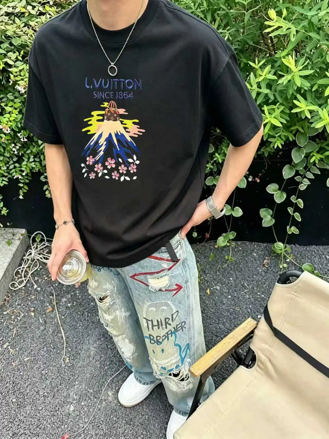 Mount Fuji Graphic Print Cotton T-Shirt D13520319 — view 6