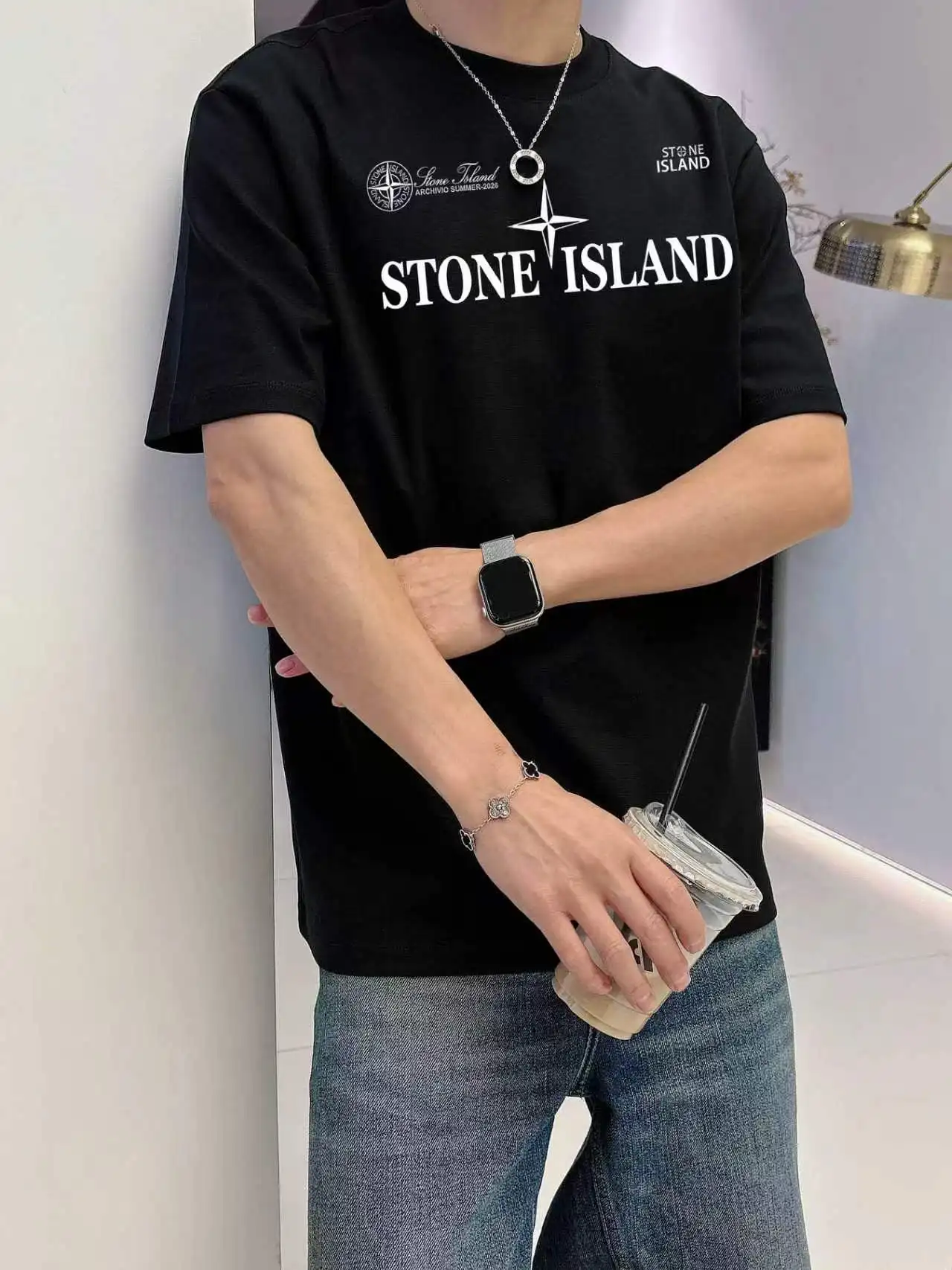 Compass Logo Graphic Cotton T-Shirt D14020123 — view 5