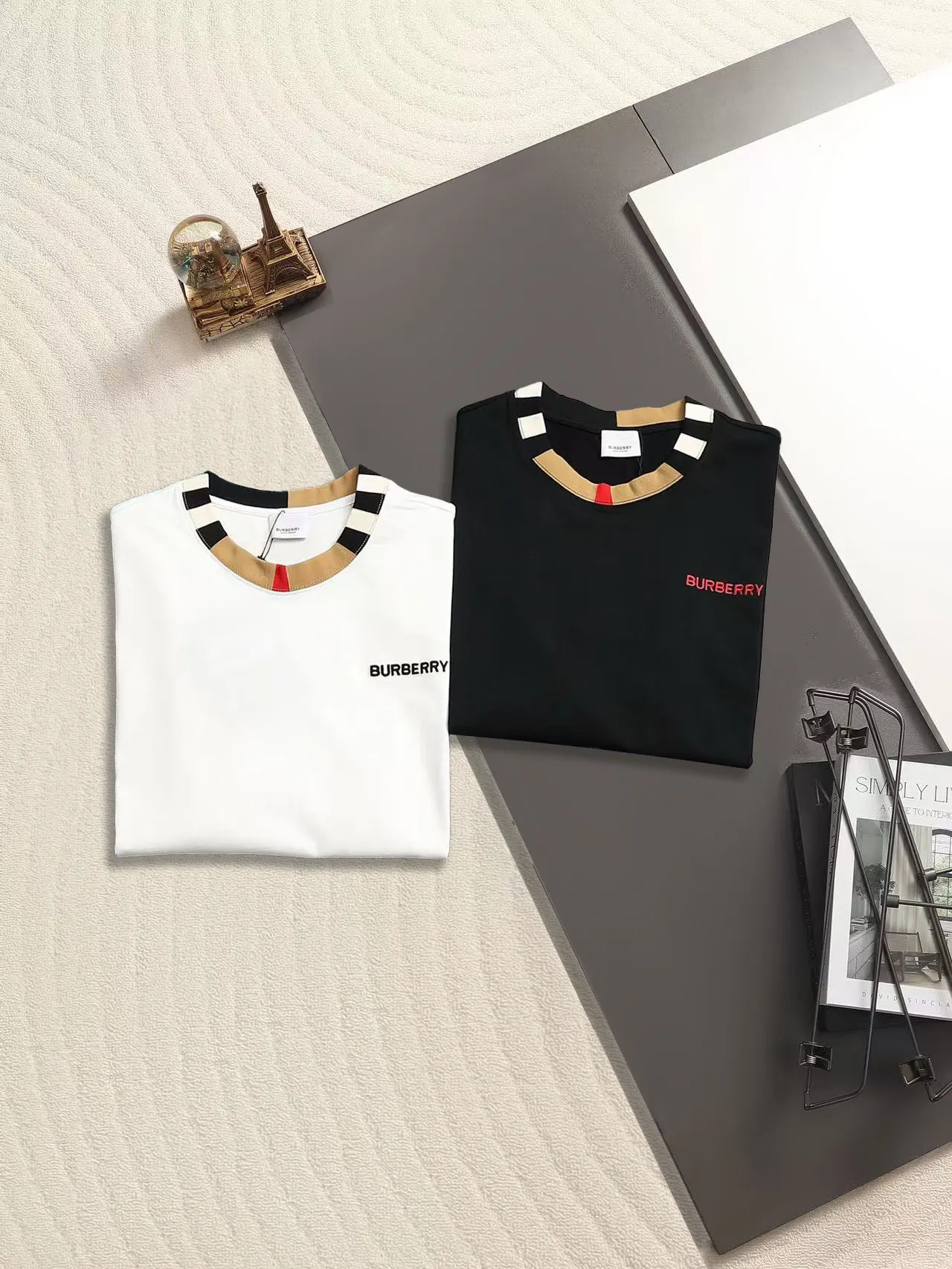Logo Embroidery Check-Trim Cotton T-Shirt D13520172 — view 2
