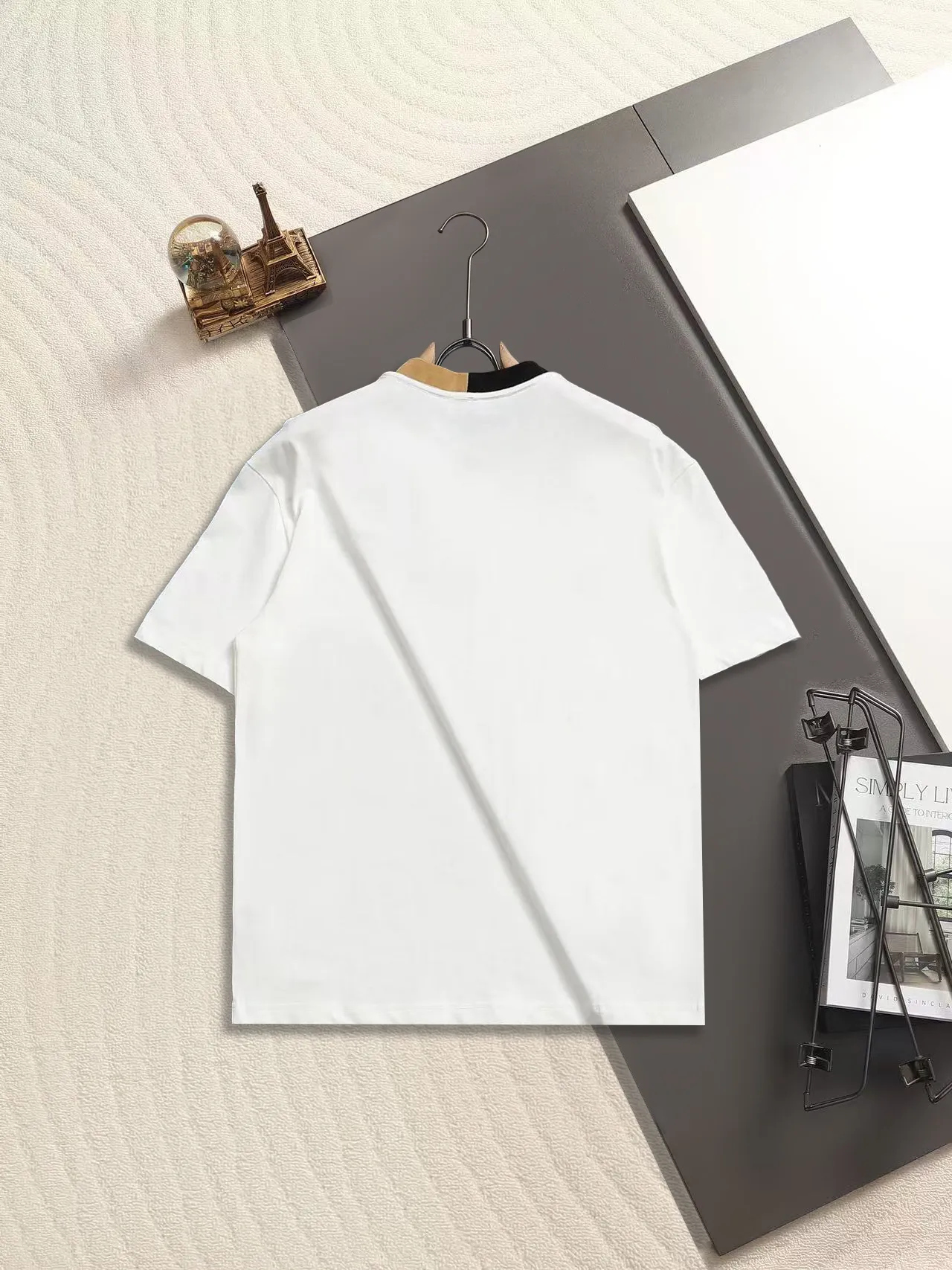 Logo Embroidery Check-Trim Cotton T-Shirt D13520172 — view 5