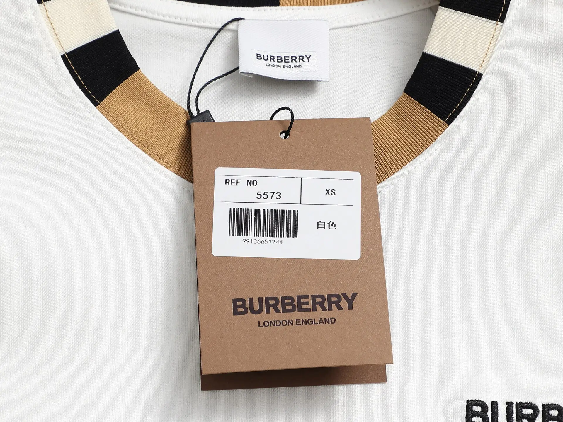Logo Embroidery Check-Trim Cotton T-Shirt D13520172 — view 6