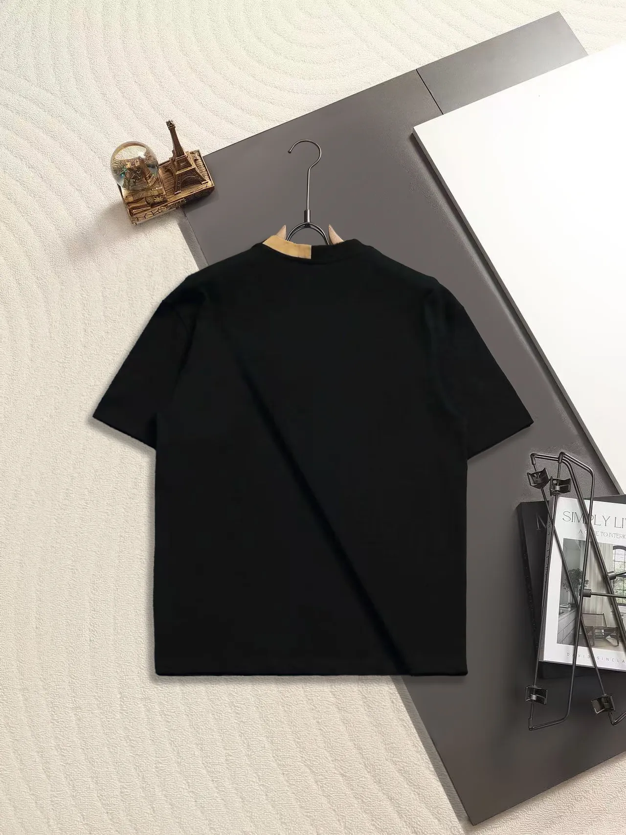 Check-Trim Logo Embroidery Cotton T-Shirt D13520171 — view 5