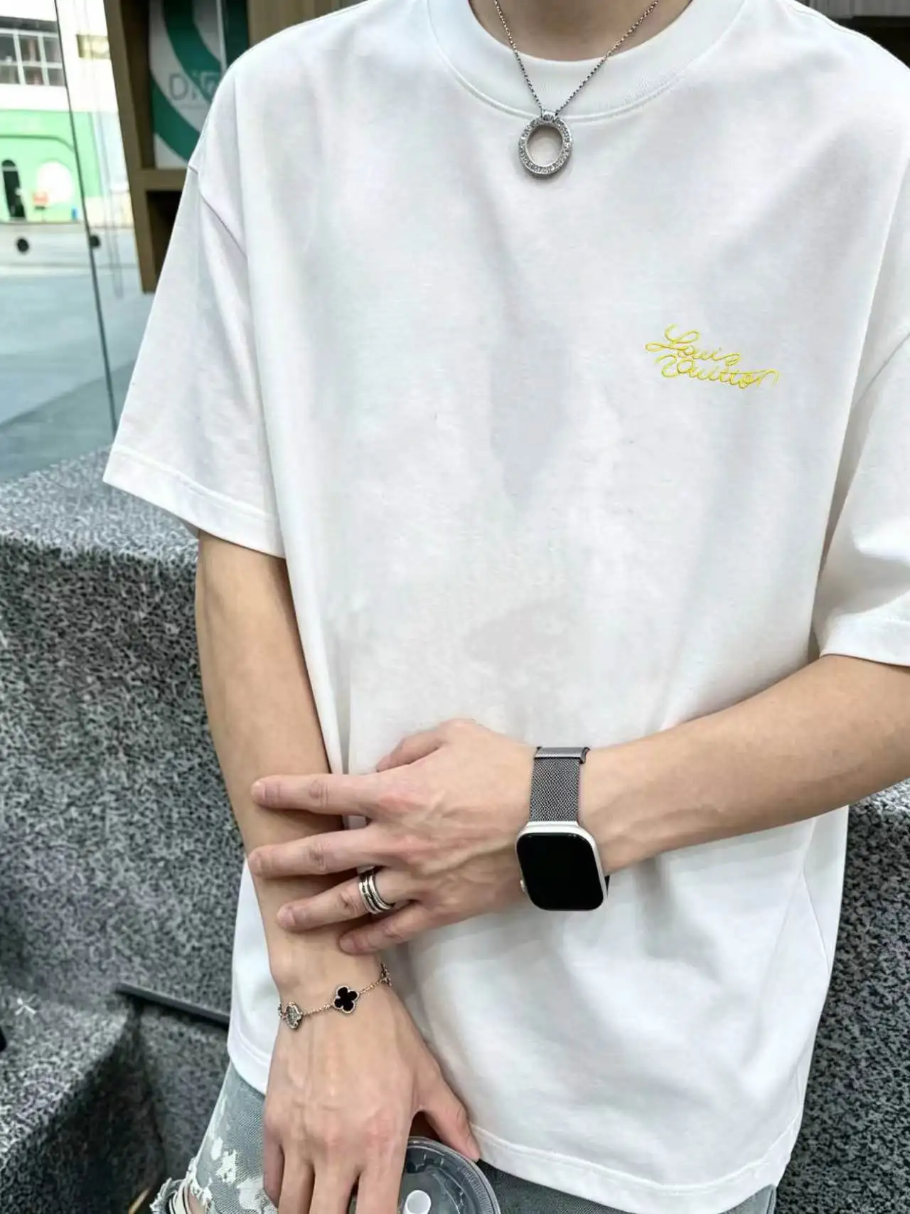 Signature Embroidered Cotton T-Shirt D14020312 — view 5