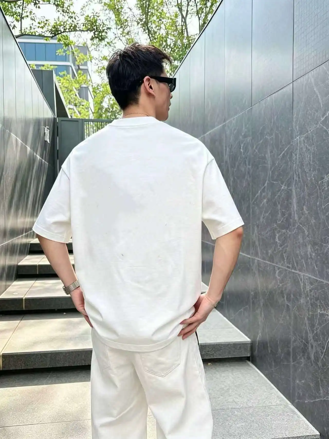 Logo Flocked Cotton T-Shirt D14020105 — view 7