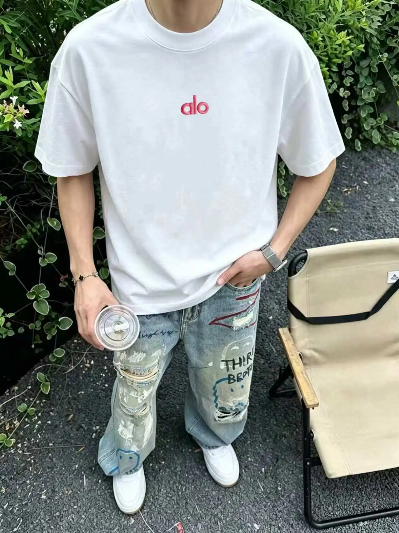 Logo Embroidered Cotton T-Shirt D14020116 — view 6