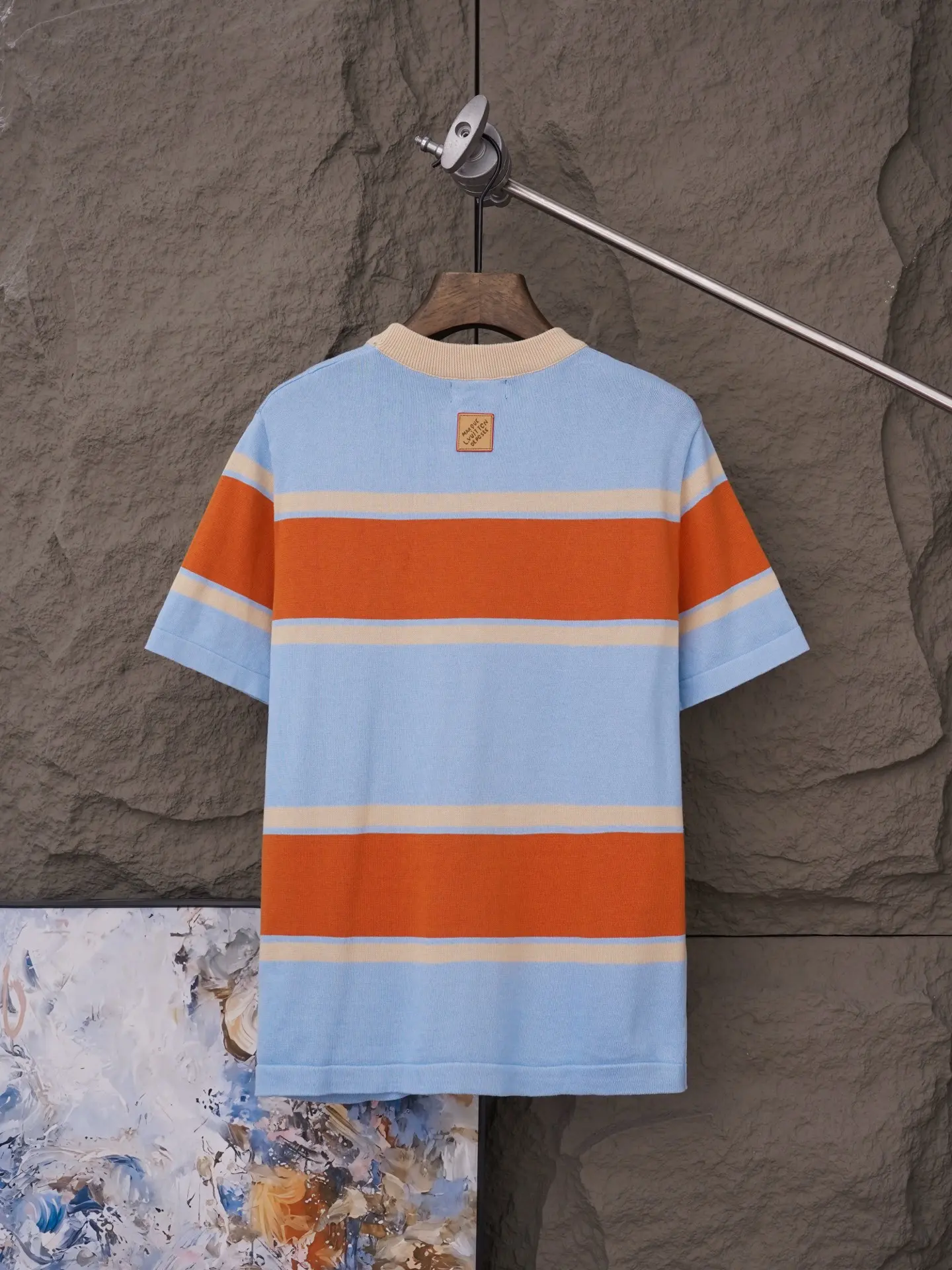 Logo-Embroidered Striped Cotton T-Shirt D15019812 — view 2