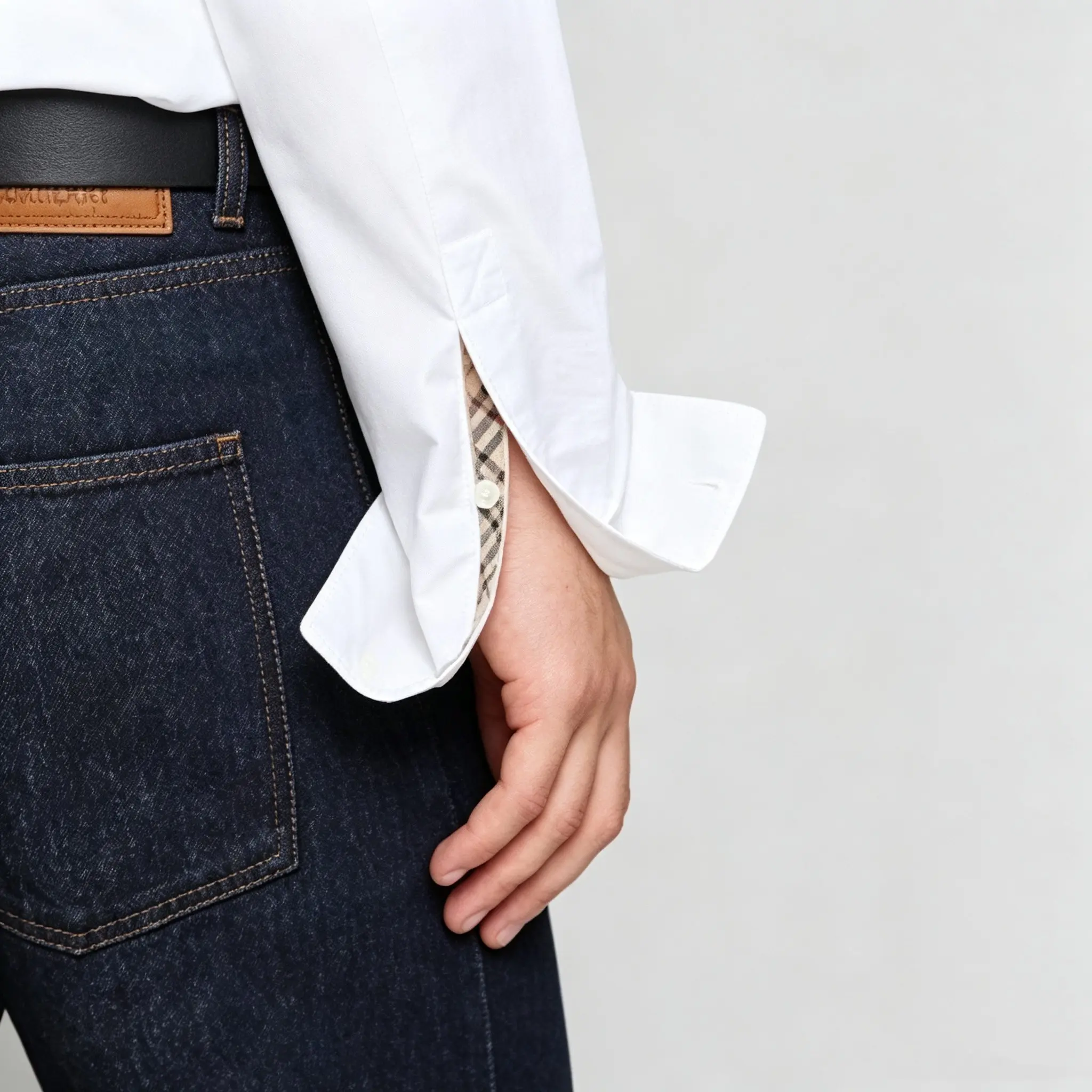 Embroidered Logo Poplin Shirt with Check Lining D17021352 — view 5