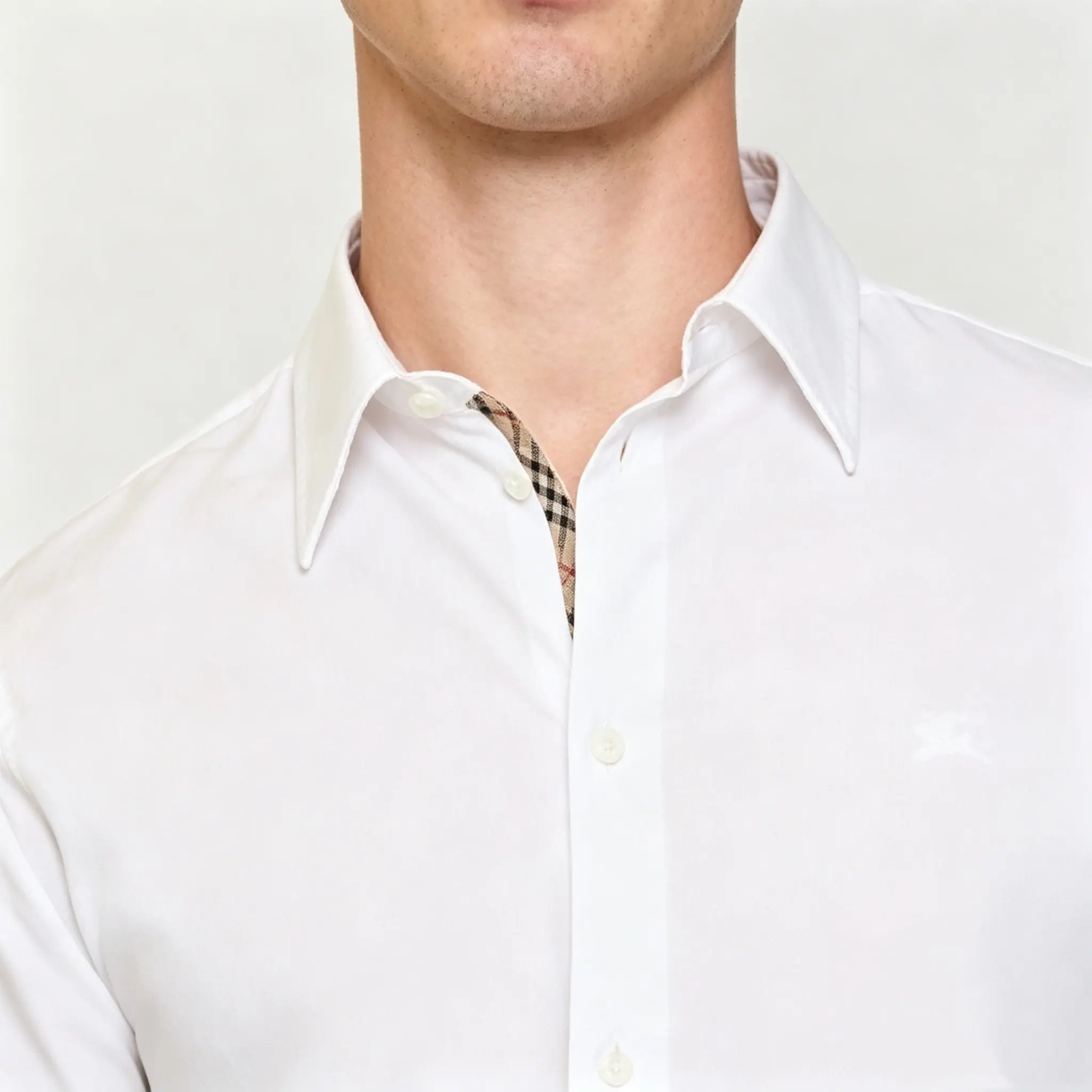 Embroidered Logo Poplin Shirt with Check Lining D17021352 — view 6