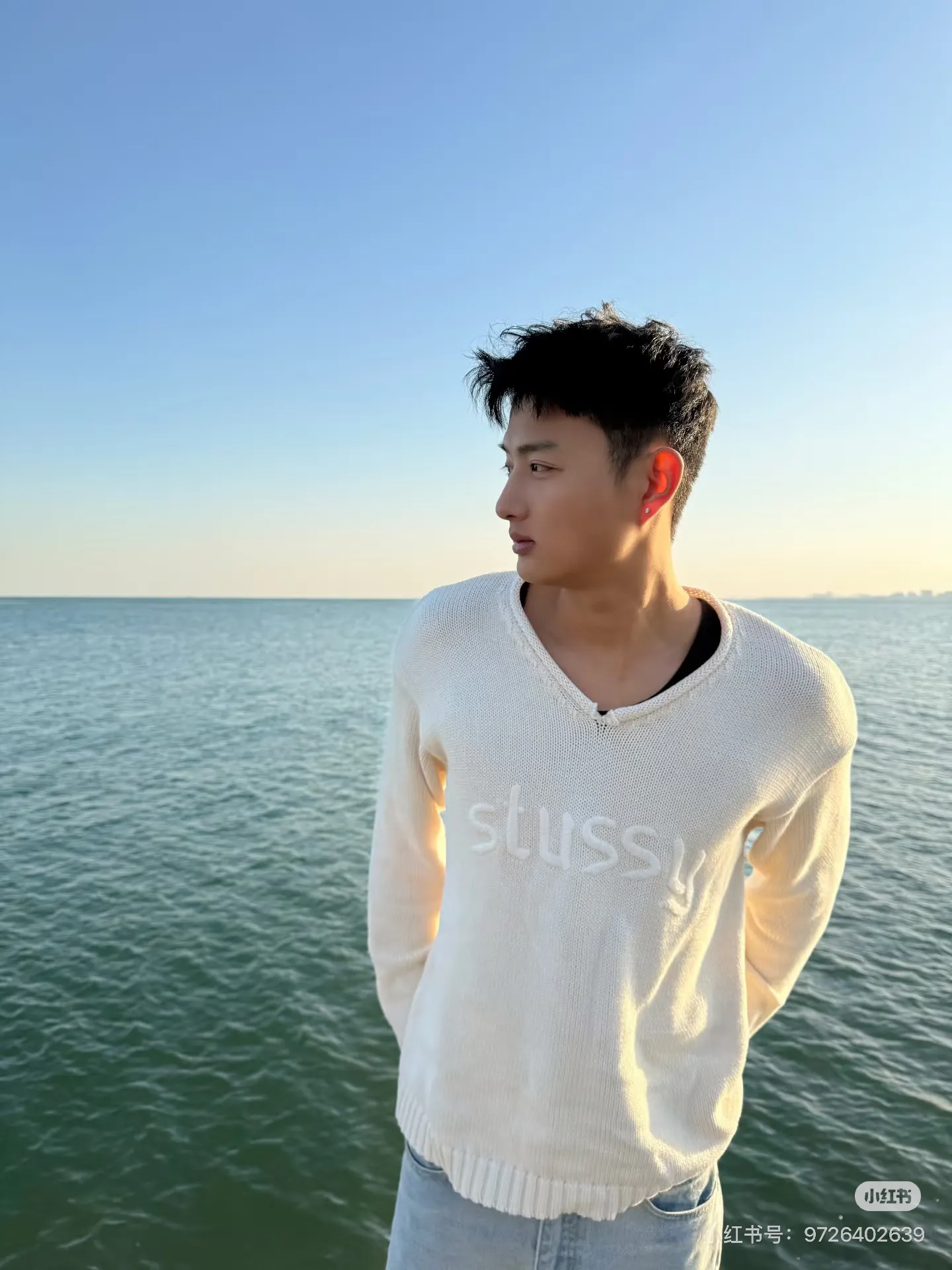 Stussy V-Neck Logo Knit Sweater D17021781 — view 7