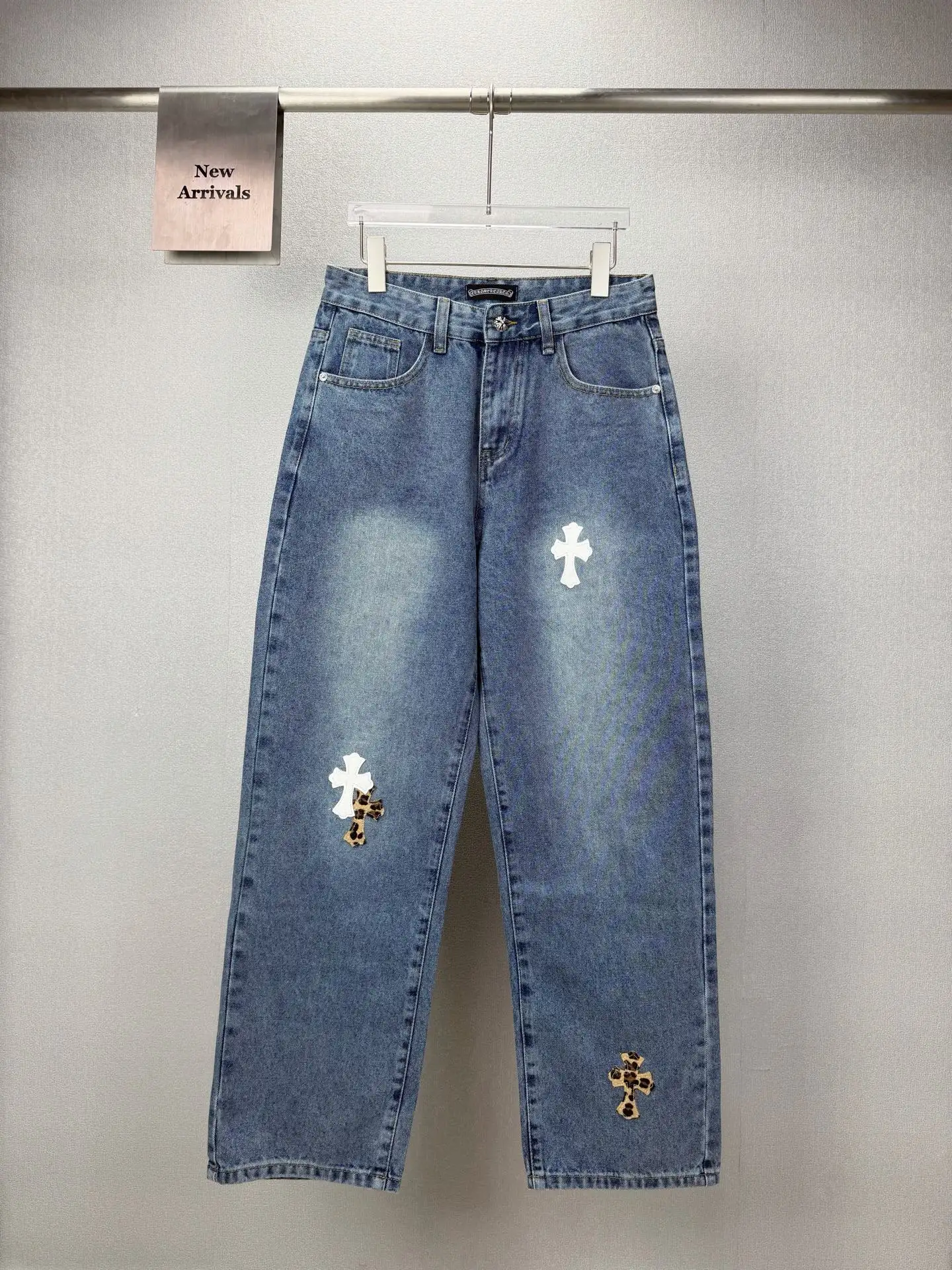 Chrome Hearts Leopard Cross Patch Straight-Leg Jeans D17521869