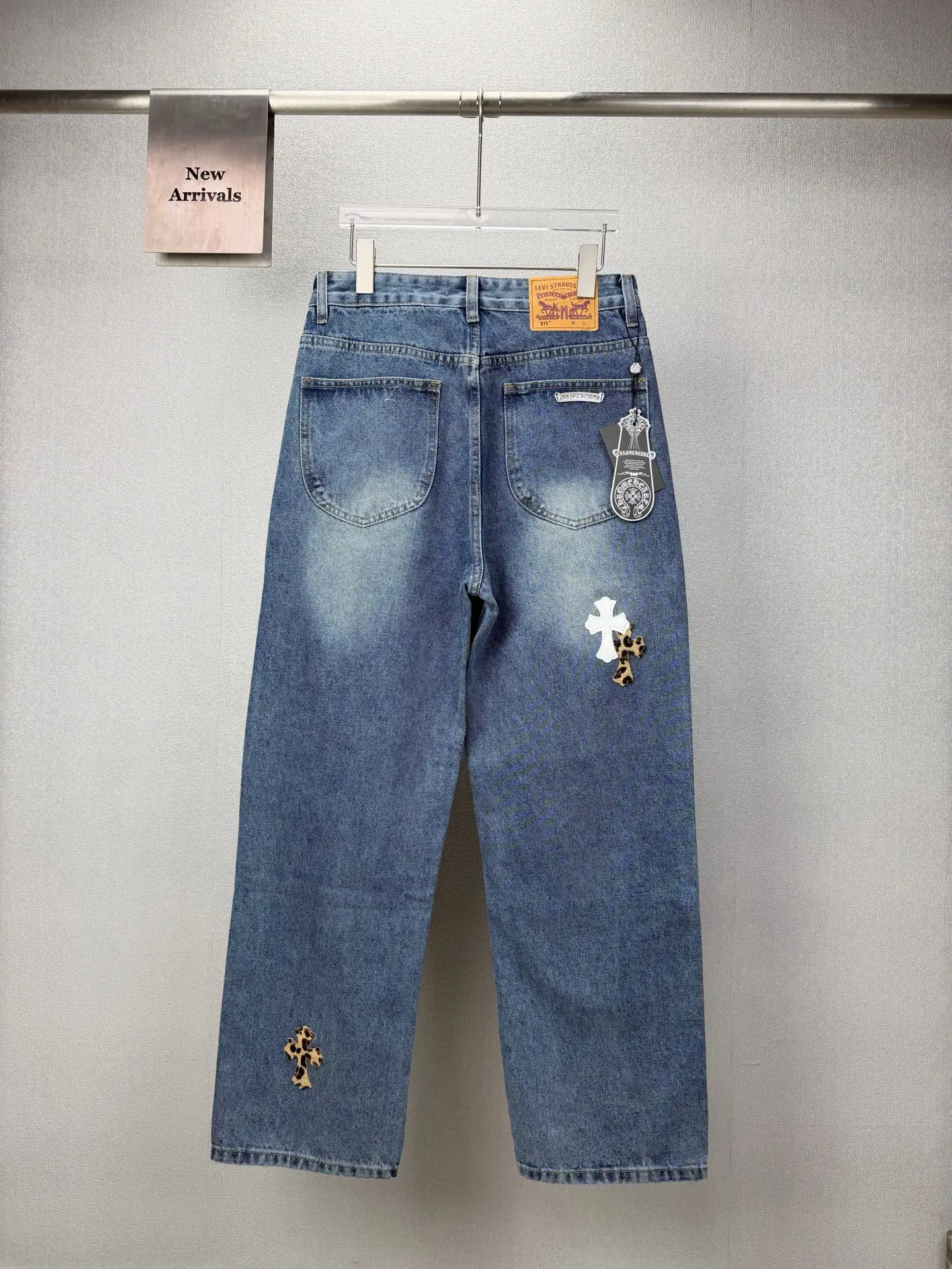 Chrome Hearts Leopard Cross Patch Straight-Leg Jeans D17521869 — view 2