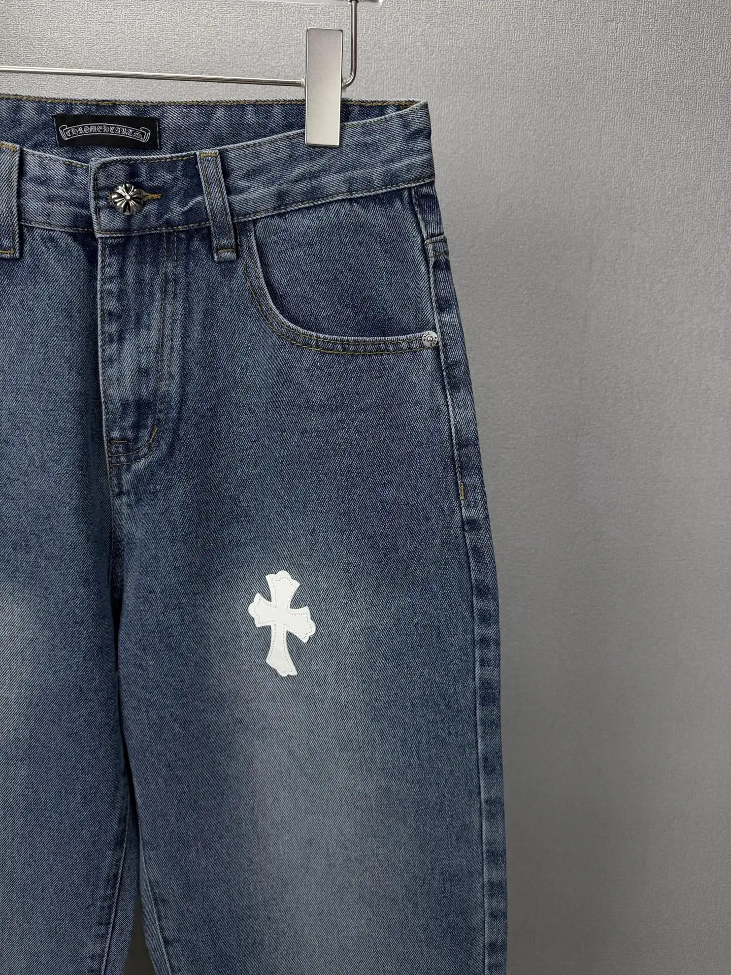 Chrome Hearts Leopard Cross Patch Straight-Leg Jeans D17521869 — view 4