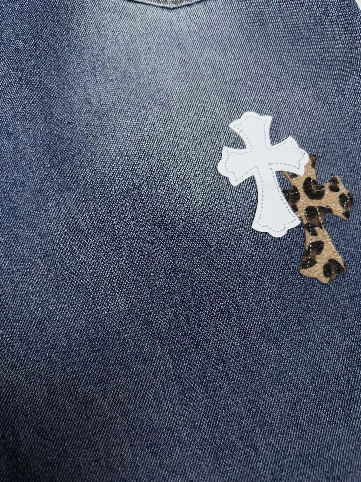 Chrome Hearts Leopard Cross Patch Straight-Leg Jeans D17521869 — view 7