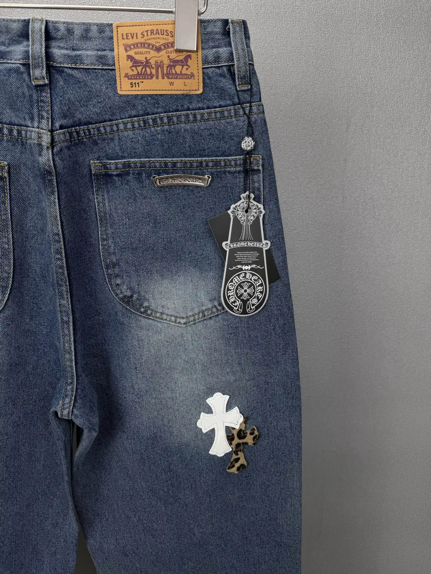 Chrome Hearts Leopard Cross Patch Straight-Leg Jeans D17521869 — view 8