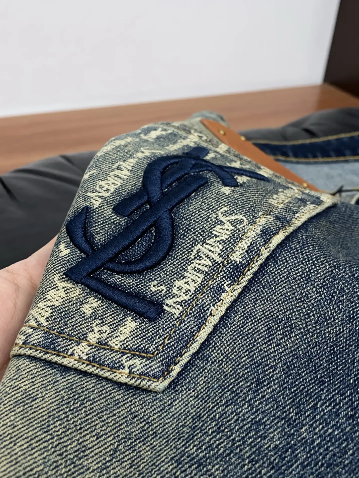 Monogram Embroidered Slim-Fit Straight-Leg Jeans D17522572 — view 6