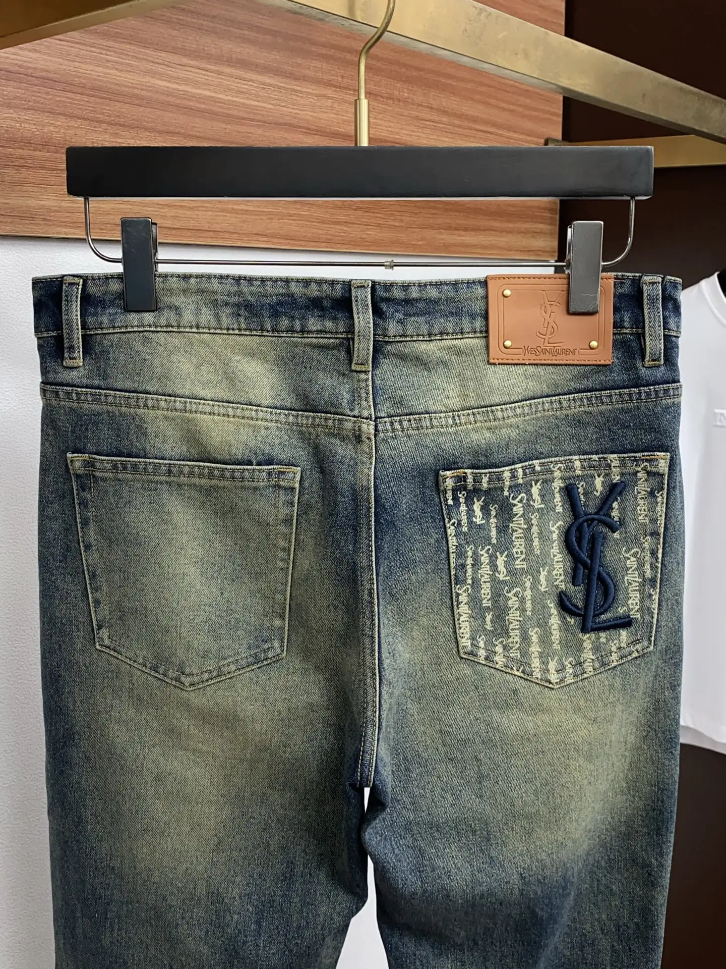 Monogram Embroidered Slim-Fit Straight-Leg Jeans D17522572 — view 9