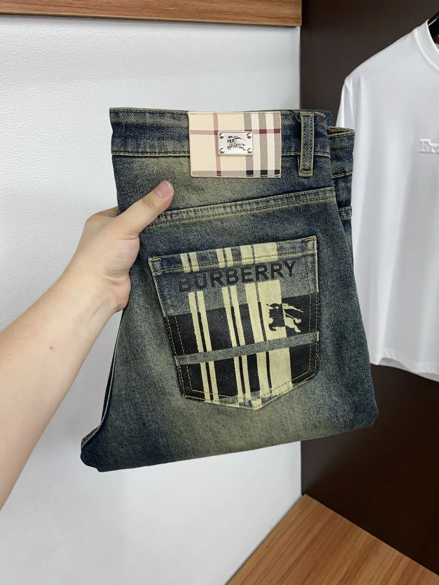 Slim-Fit Straight-Leg Check Pocket Jeans D17522583