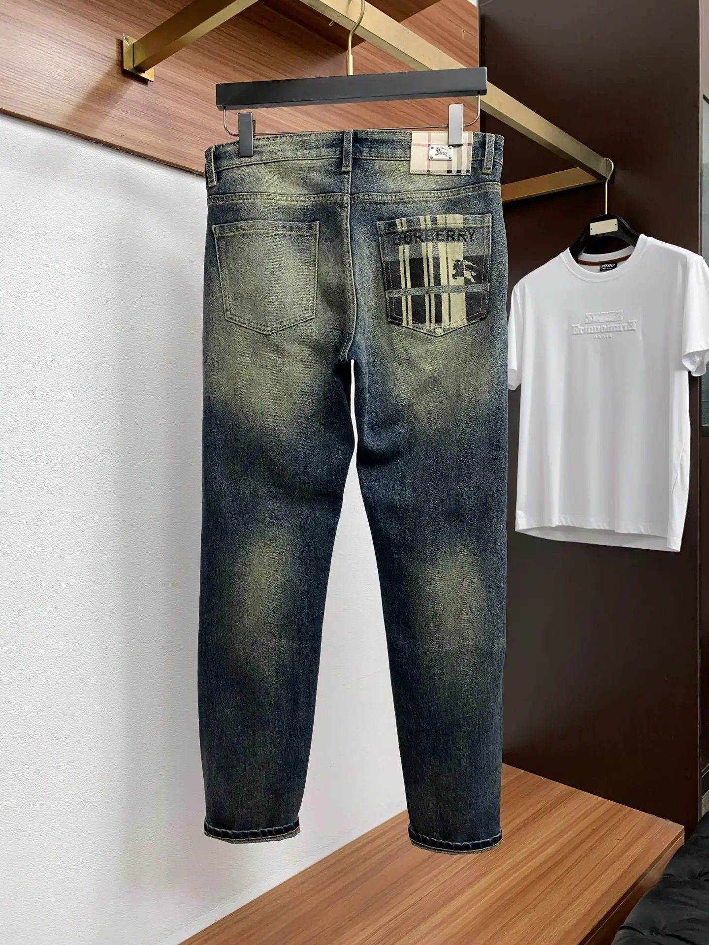 Slim-Fit Straight-Leg Check Pocket Jeans D17522583 — view 2