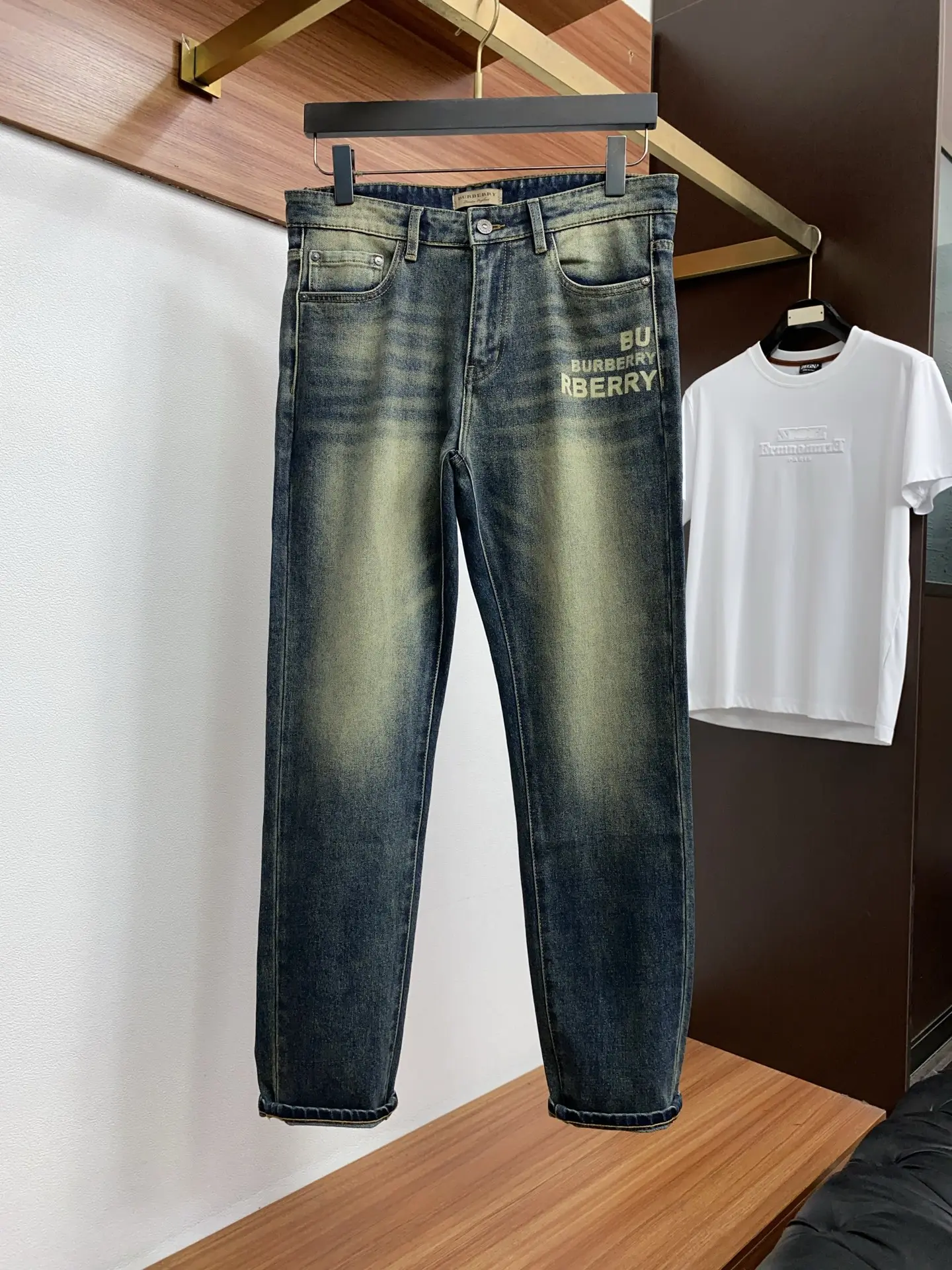 Slim-Fit Straight-Leg Check Pocket Jeans D17522583 — view 3