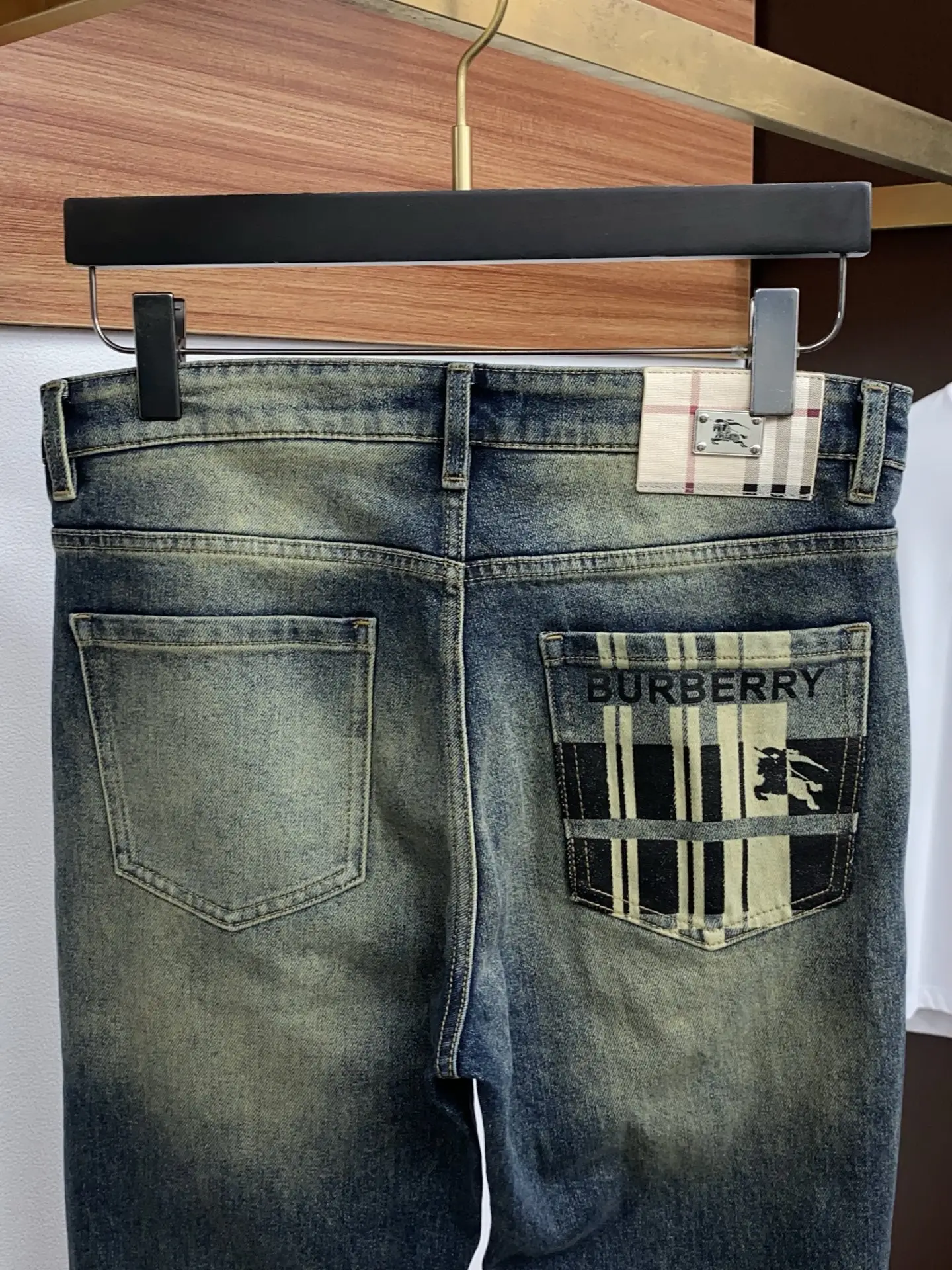 Slim-Fit Straight-Leg Check Pocket Jeans D17522583 — view 9
