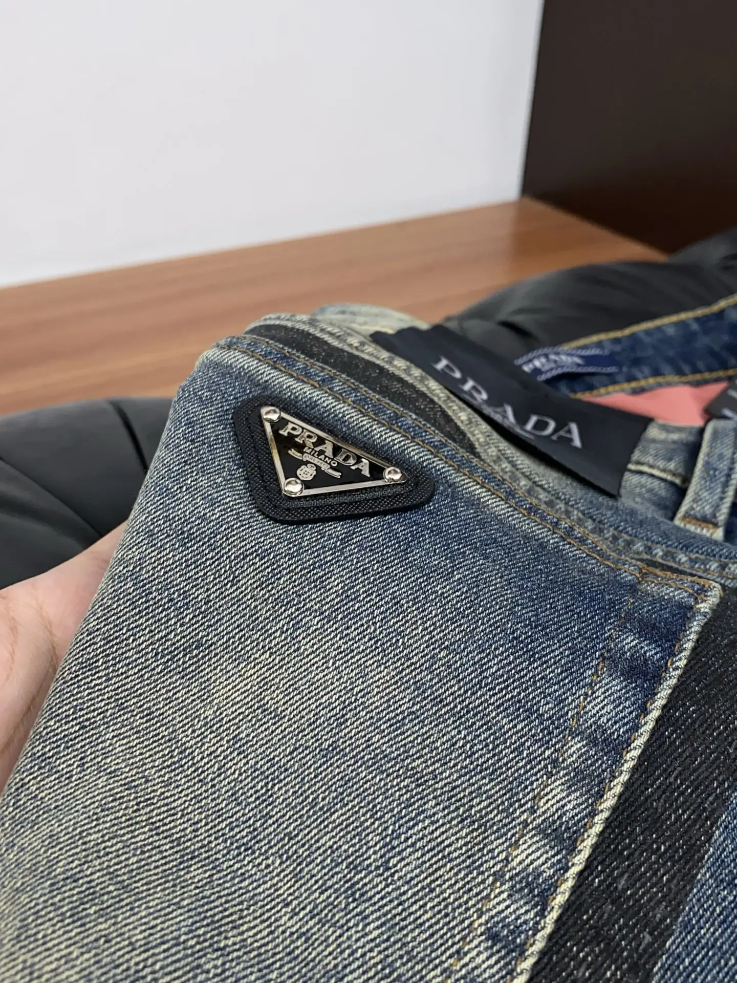 Slim-Fit Straight-Leg Jeans with Triangle Logo D17522582 — view 5