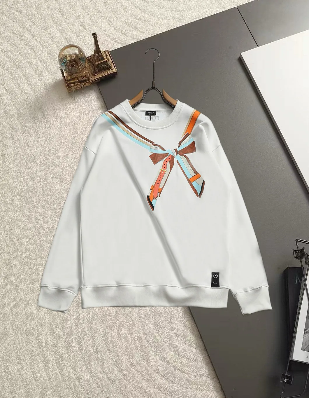 Bow-Print Crew-Neck Sweatshirt D17520215