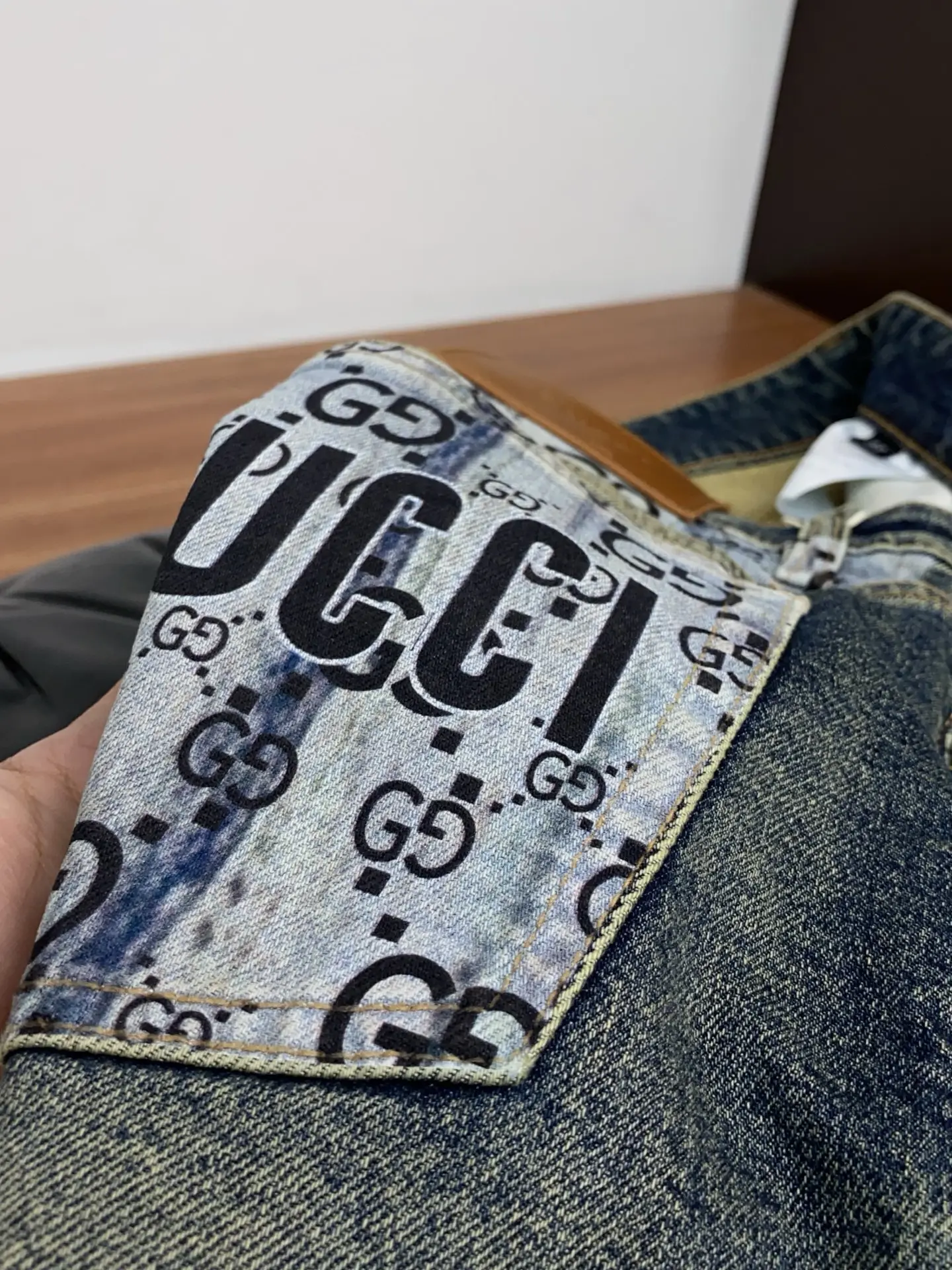 Slim-Fit Monogram Print Straight-Leg Jeans D18022569 — view 6