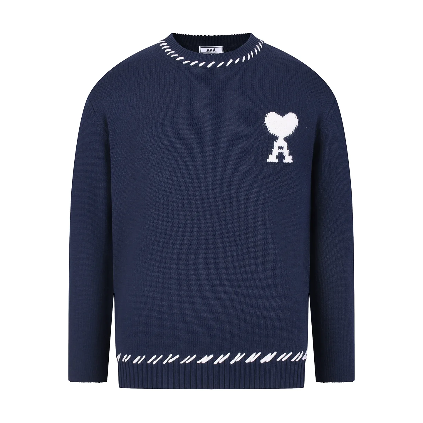 Ami de Coeur Intarsia Knit Crew-Neck Sweater D18020330