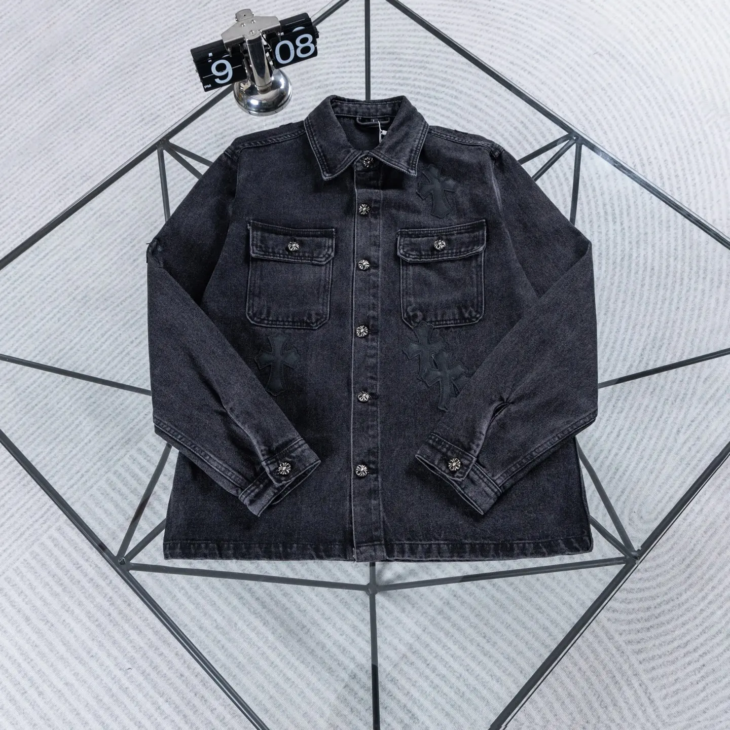Chrome Hearts Cross Patch Washed Denim Jacket D18022604