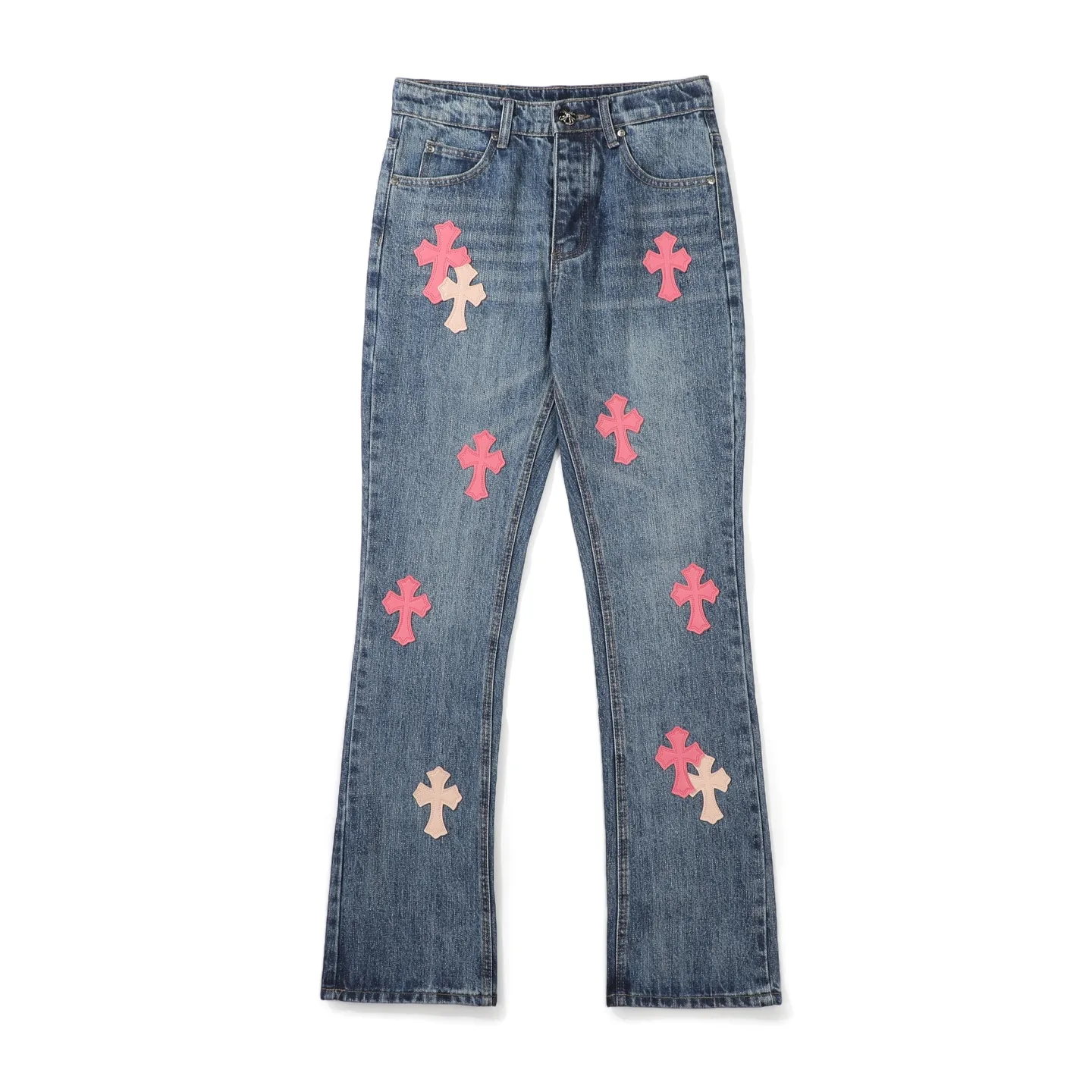 Cross Patch Flared Straight-Leg Jeans D18021794