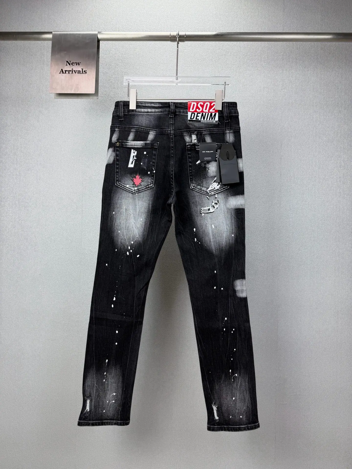 Distressed Paint-Splatter Slim-Fit Jeans D18021864 — view 2