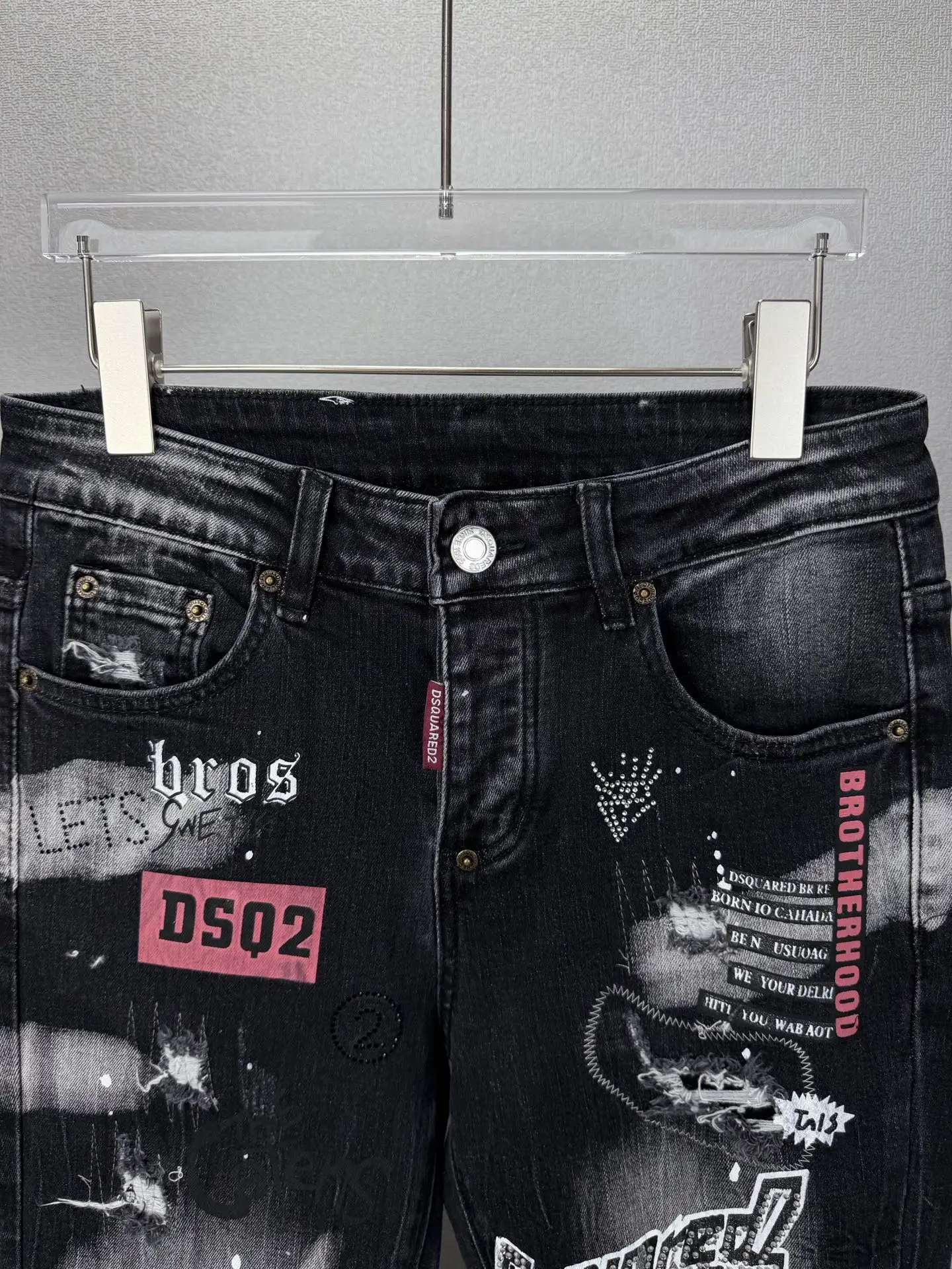 Distressed Paint-Splatter Slim-Fit Jeans D18021864 — view 3