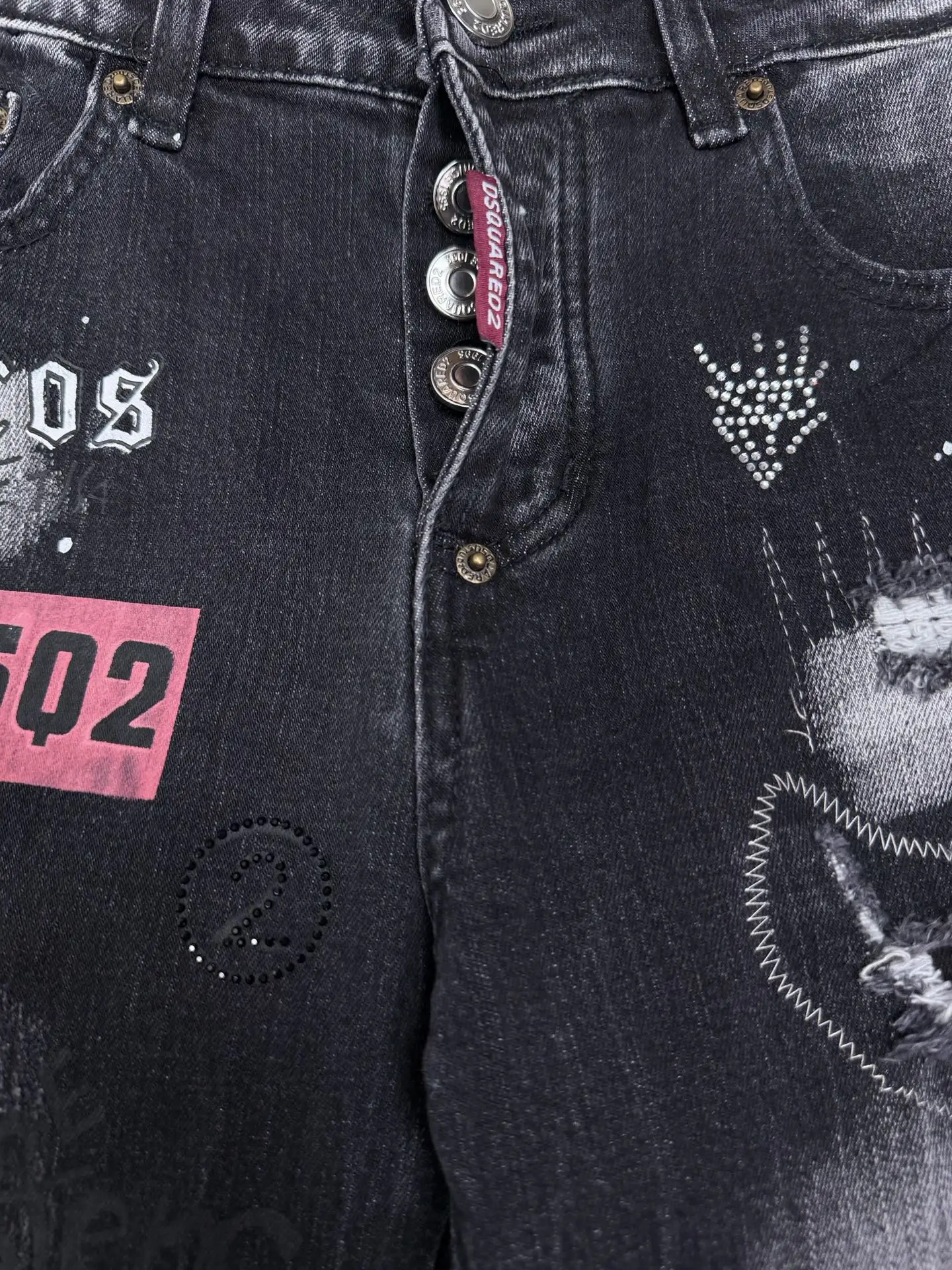 Distressed Paint-Splatter Slim-Fit Jeans D18021864 — view 6