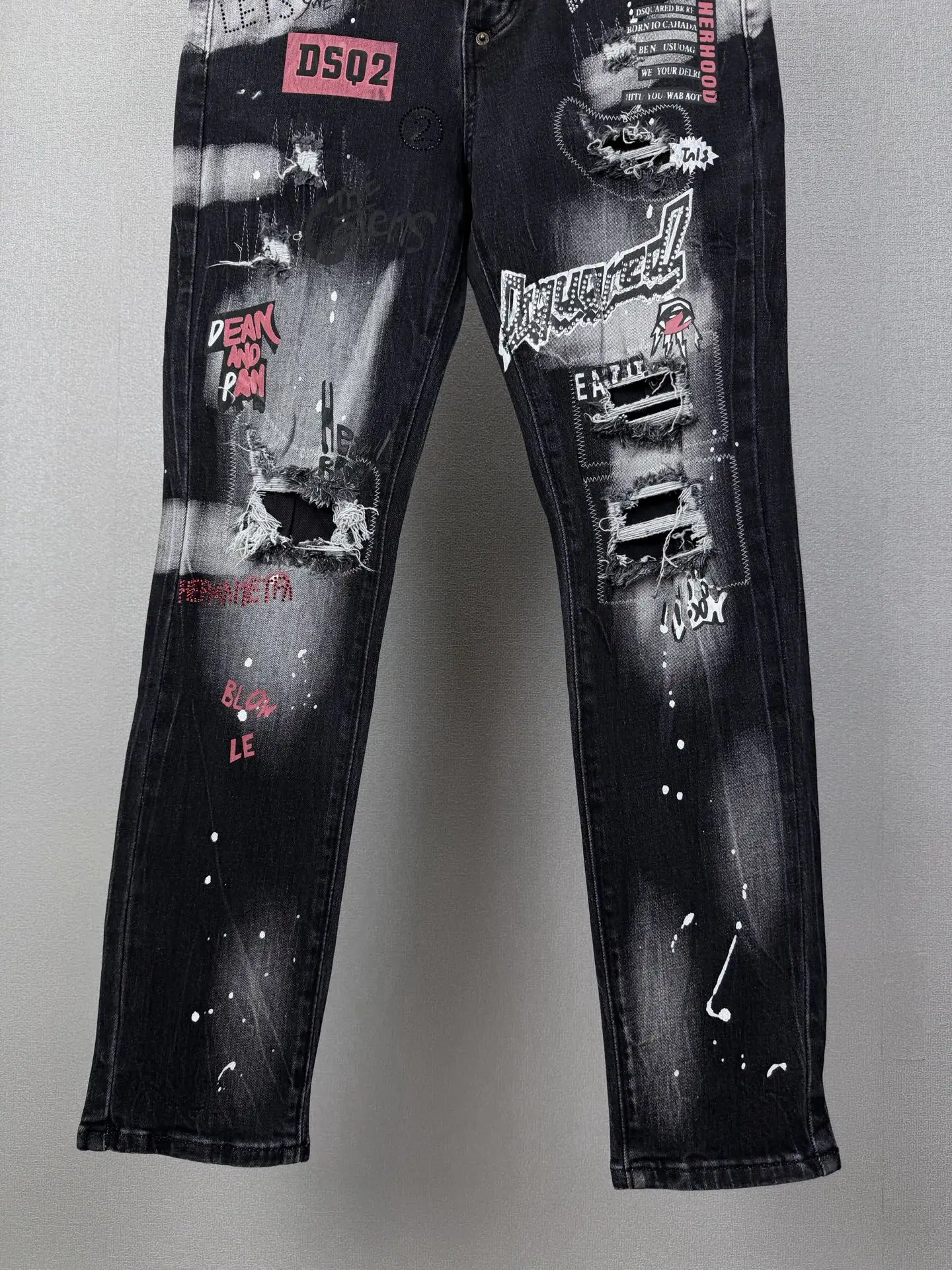 Distressed Paint-Splatter Slim-Fit Jeans D18021864 — view 7