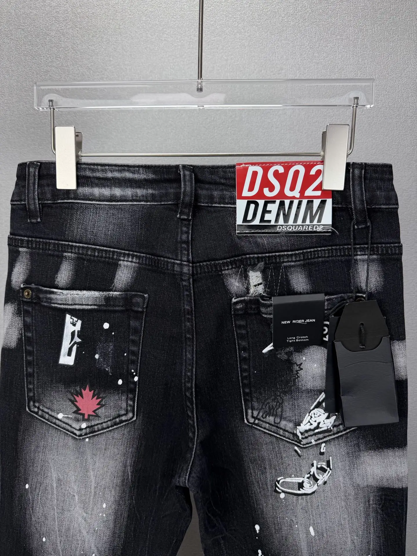 Distressed Paint-Splatter Slim-Fit Jeans D18021864 — view 9