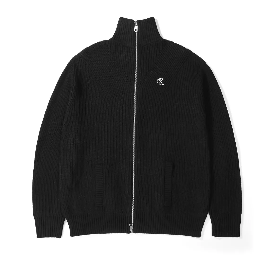 Logo Embroidered Zip-Up Ribbed Cardigan D18021789 — view 2