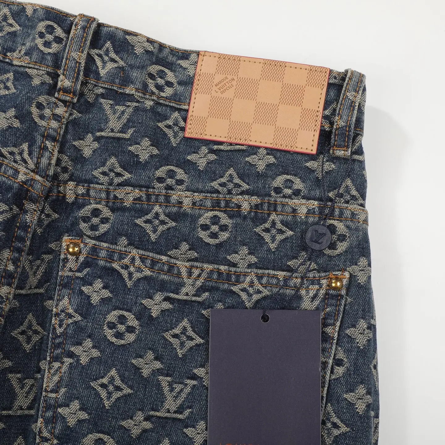 Monogram Jacquard Straight-Leg Jeans D18521818 — view 12