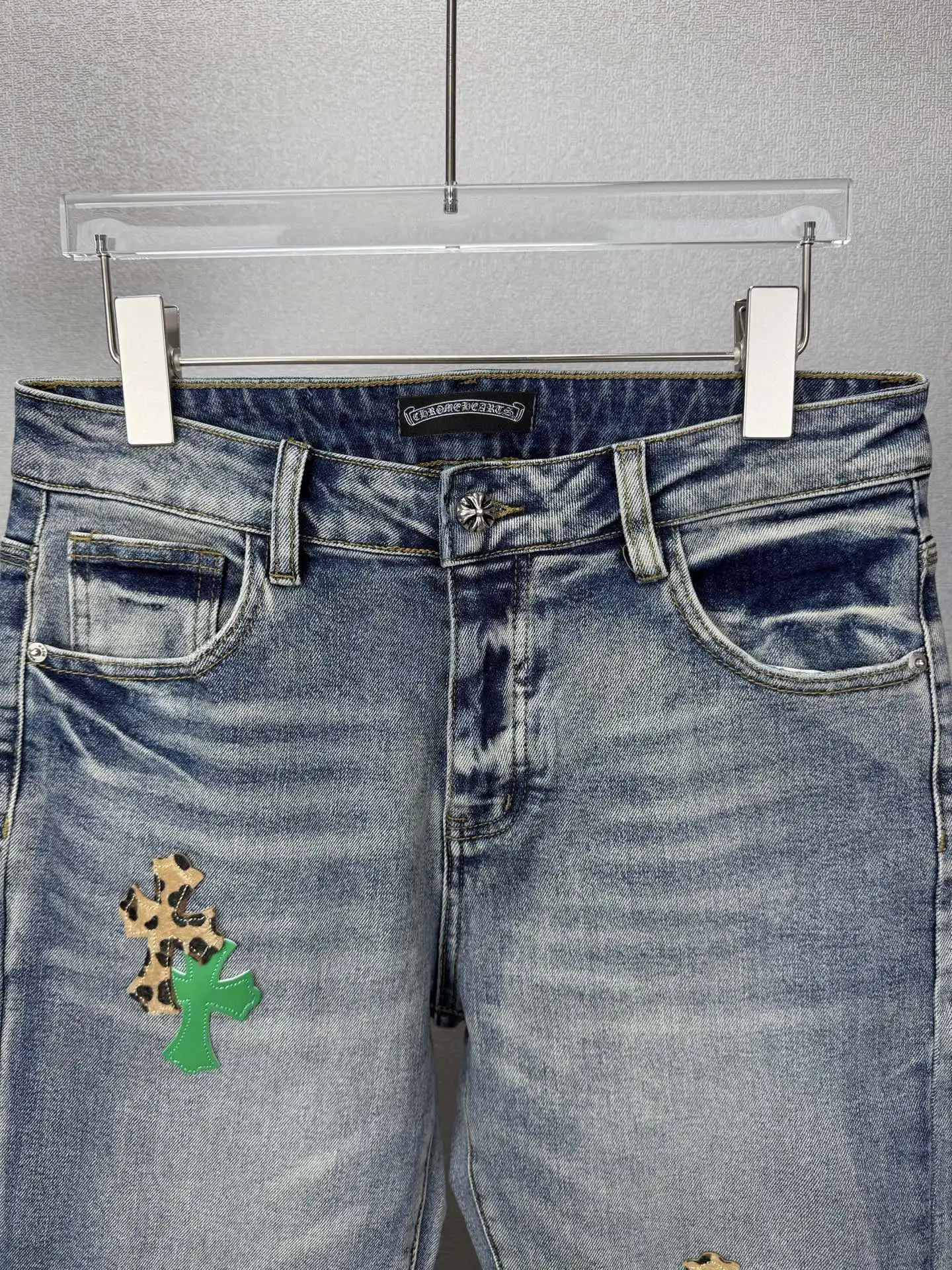Cross Patch Leopard Print Flared Jeans D18521867 — view 3
