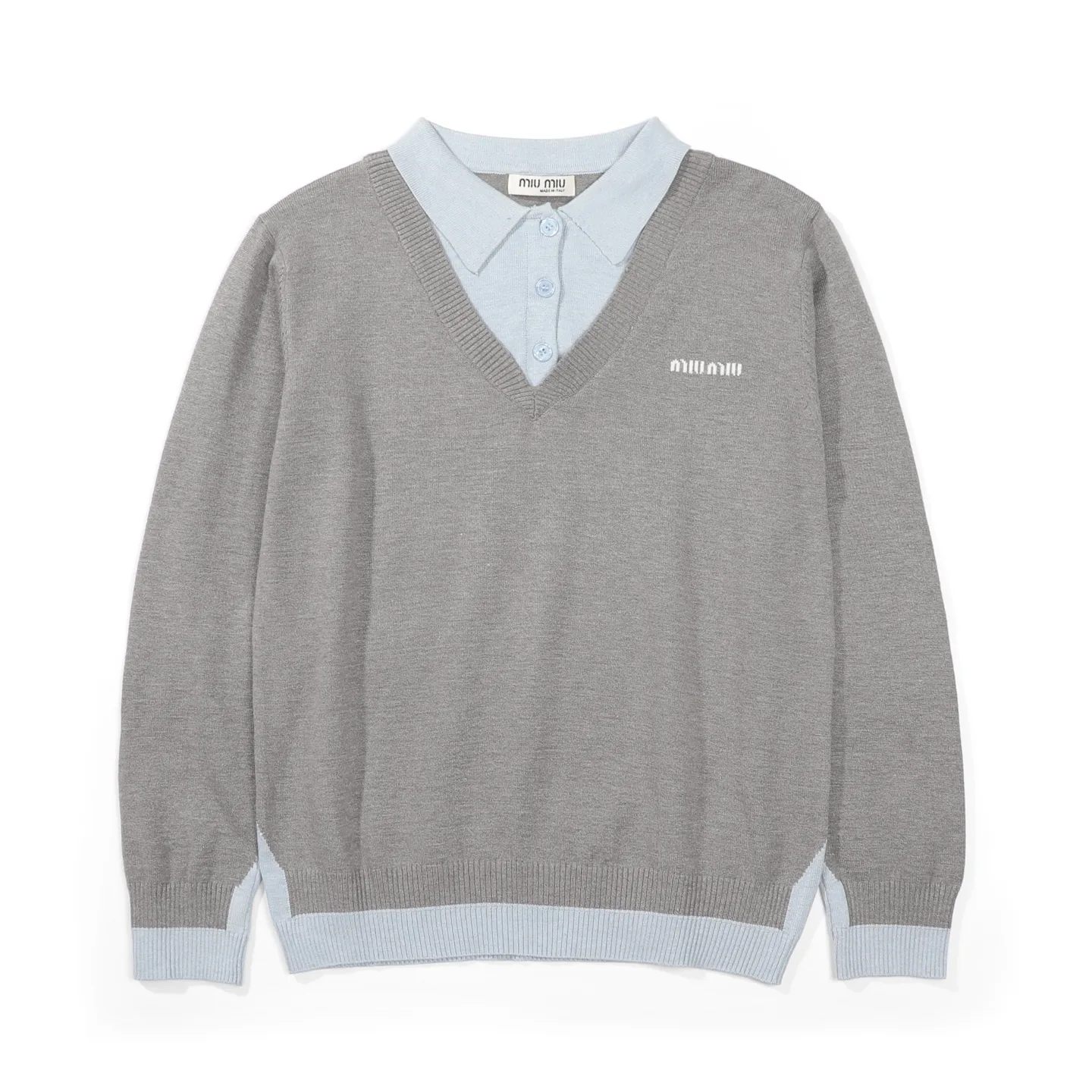 Layered Wool-Blend V-Neck Sweater D18521780