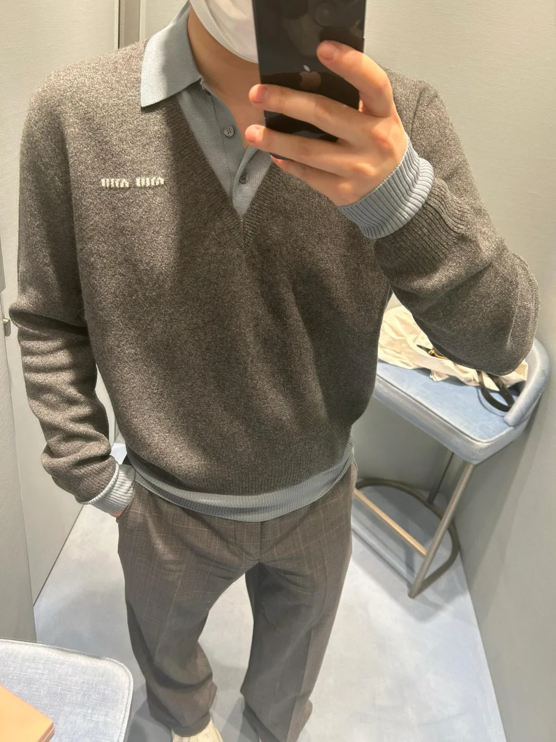 Layered-Effect Wool-Blend V-Neck Sweater D18521778 — view 4