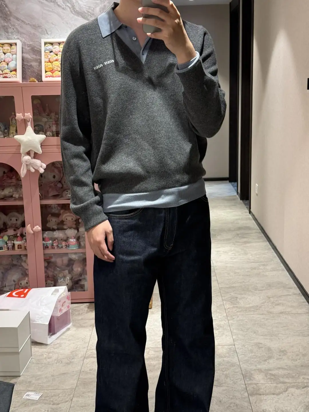 Layered-Effect Wool-Blend V-Neck Sweater D18521778 — view 5