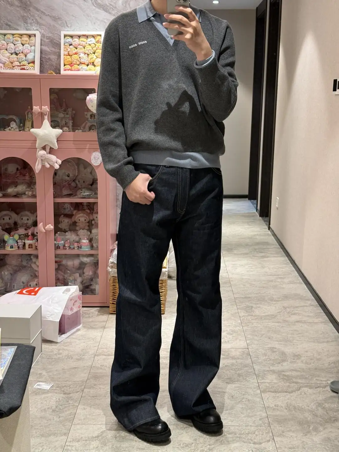 Layered-Effect Wool-Blend V-Neck Sweater D18521778 — view 6