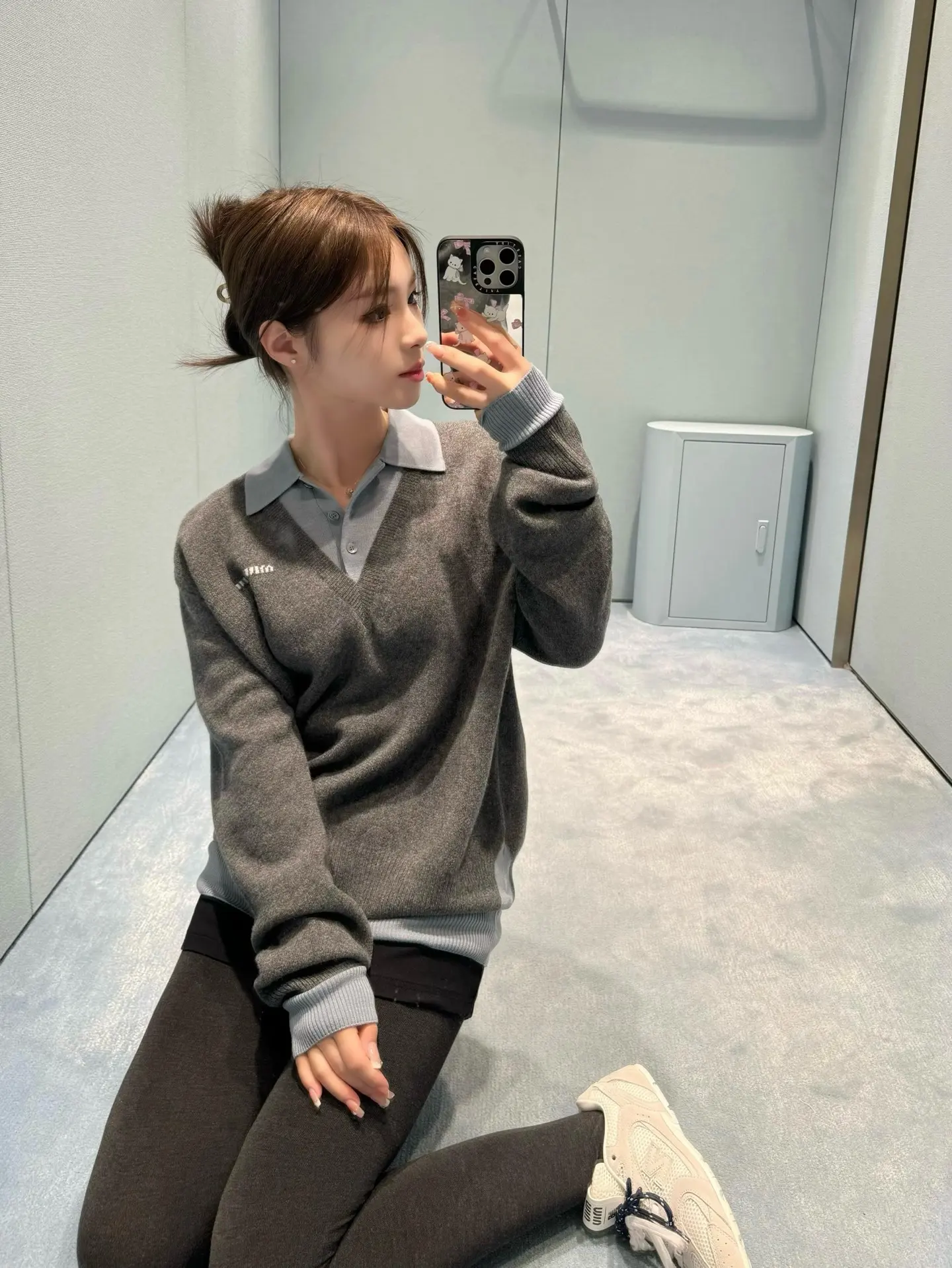 Layered-Effect Wool-Blend V-Neck Sweater D18521778 — view 10