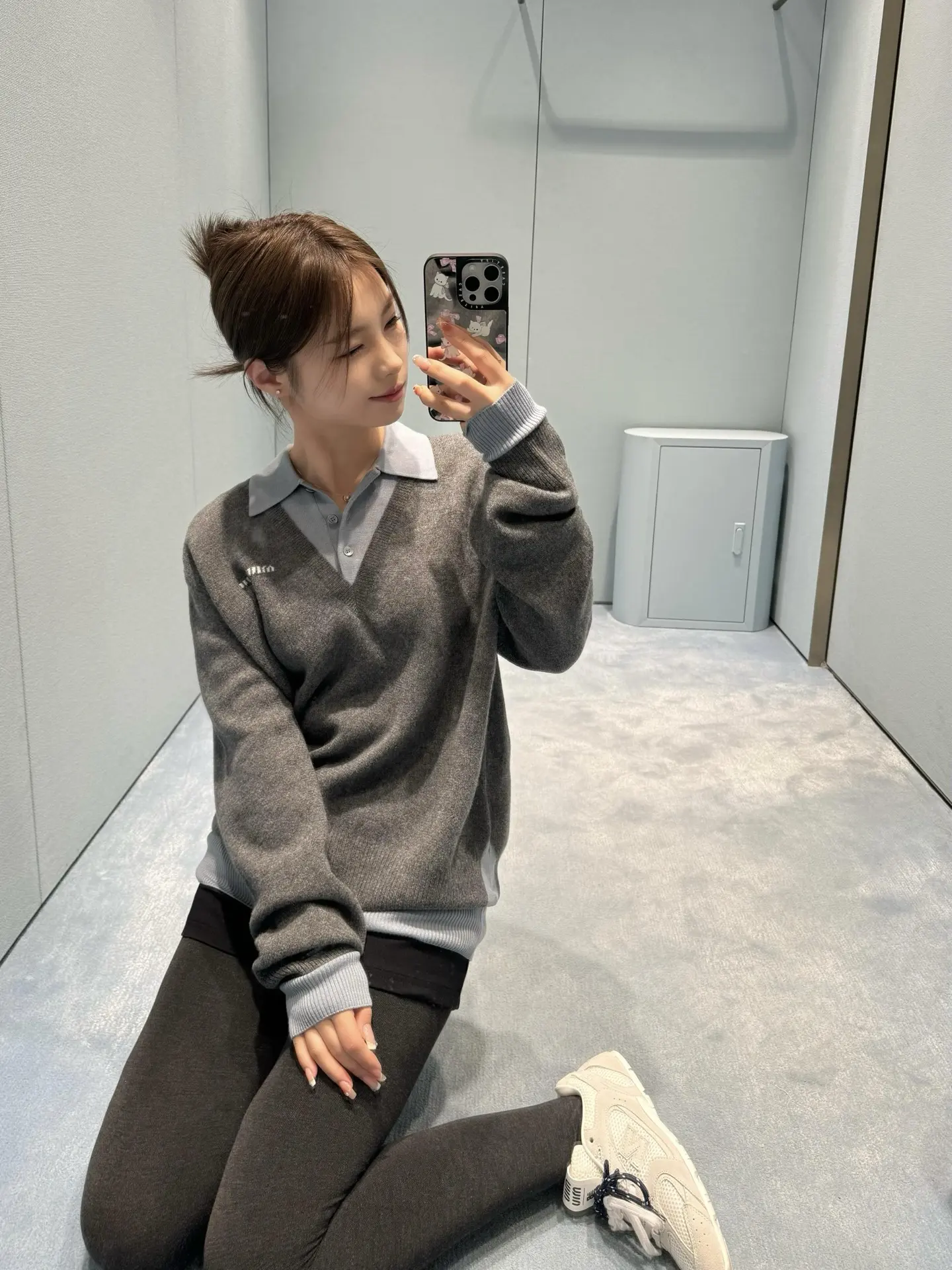 Layered-Effect Wool-Blend V-Neck Sweater D18521778 — view 13
