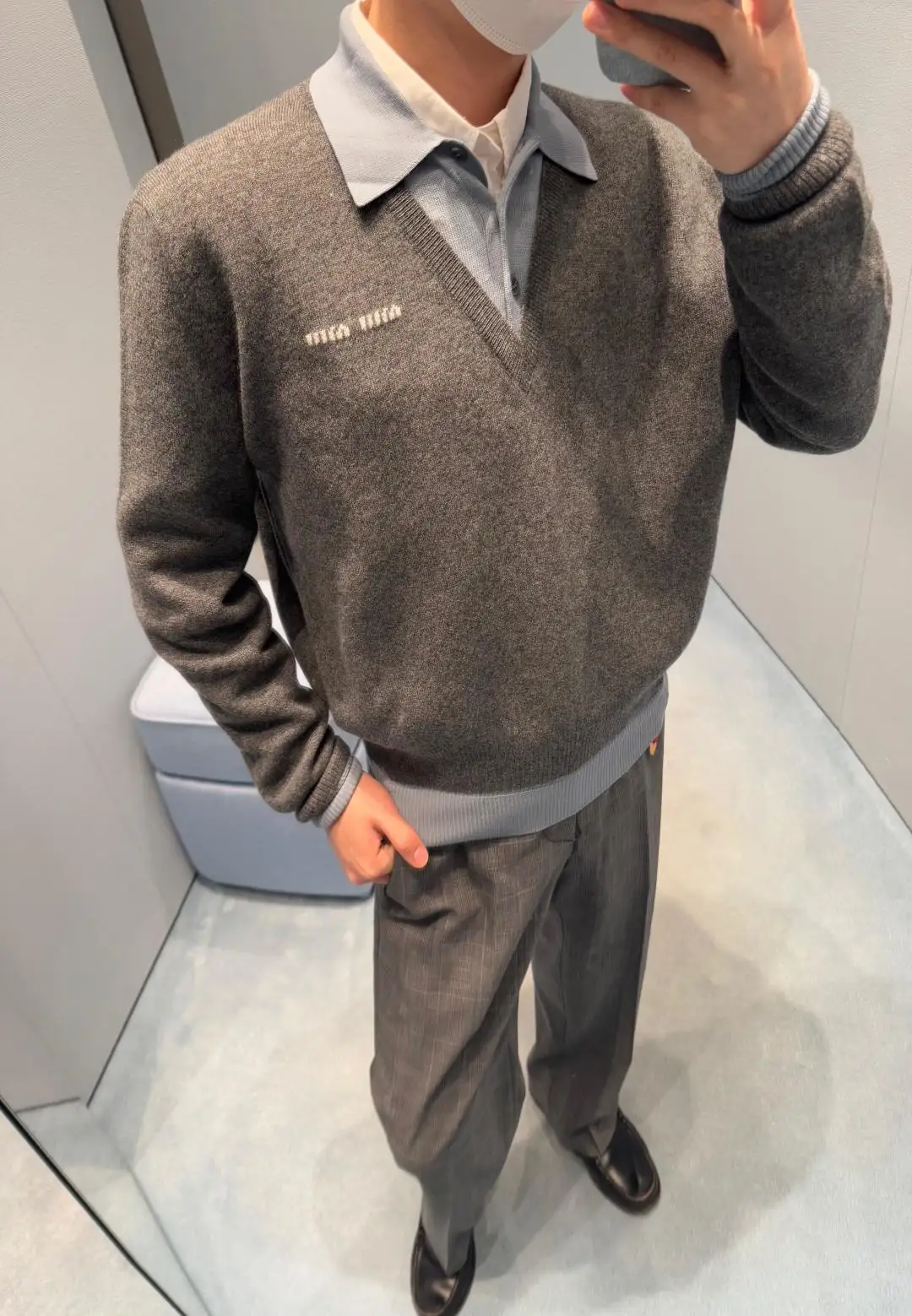 Layered-Effect Wool-Blend V-Neck Sweater D18521778 — view 16