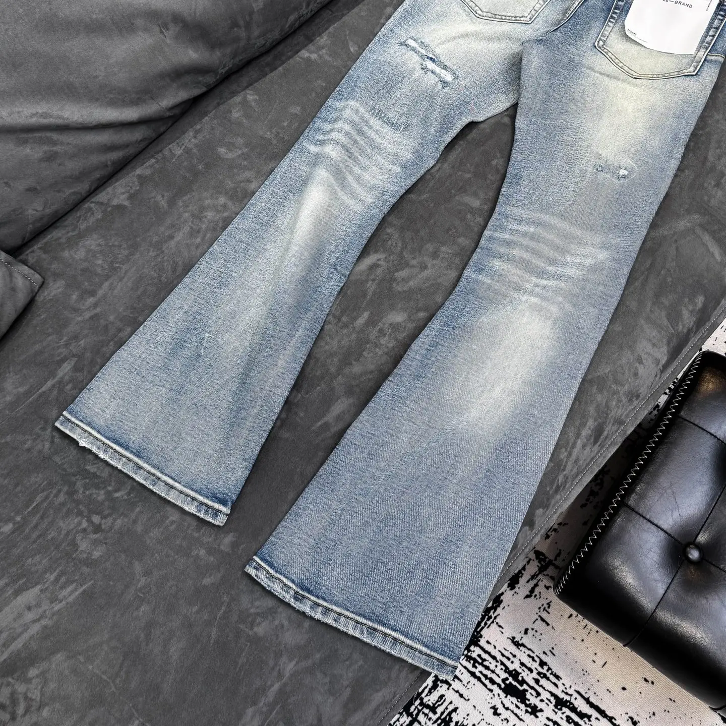 Distressed Flare-Leg Embroidered Jeans D18521811 — view 16