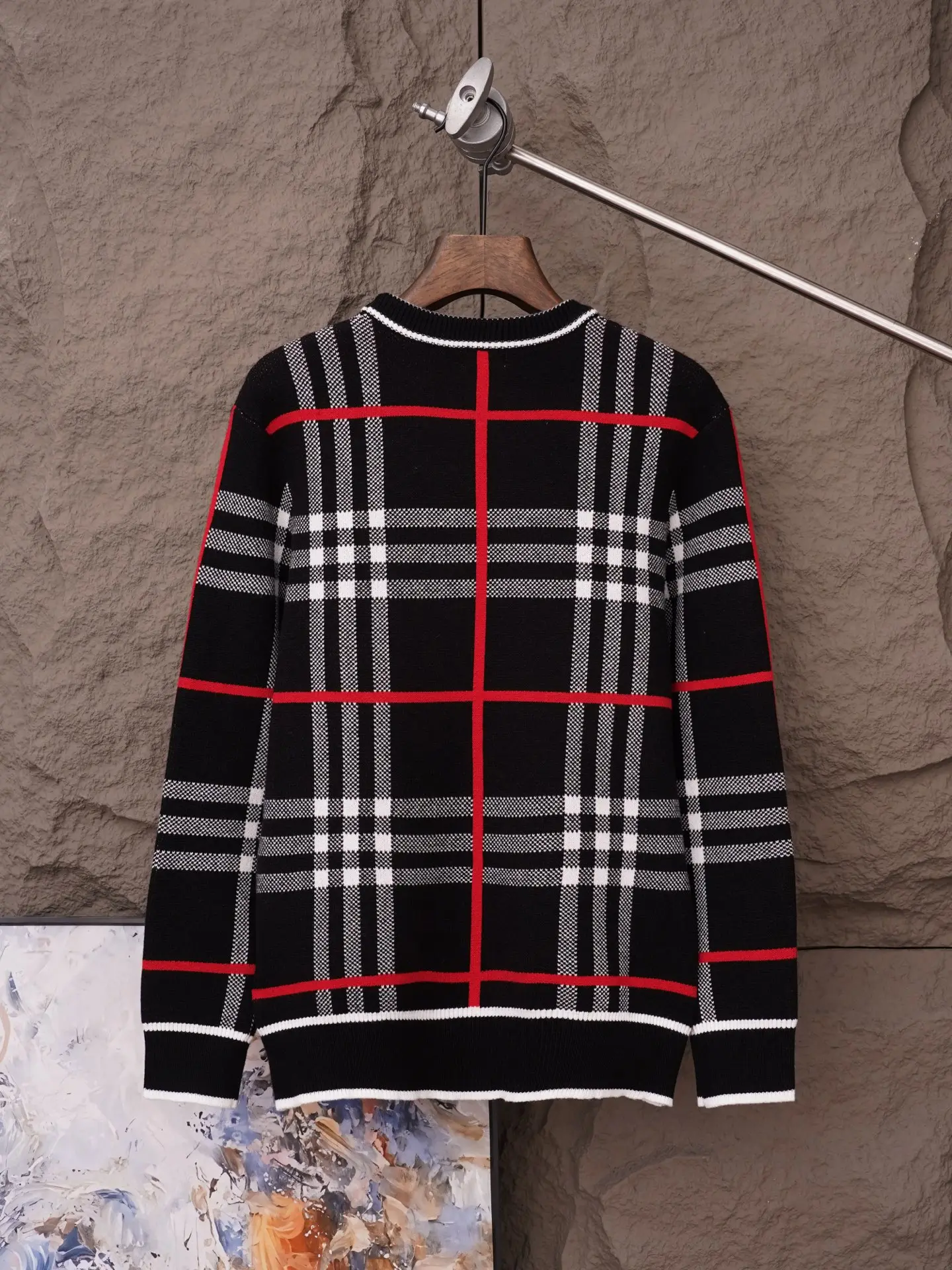 Check Intarsia Wool and Mohair-Blend Sweater D19019809 — view 2