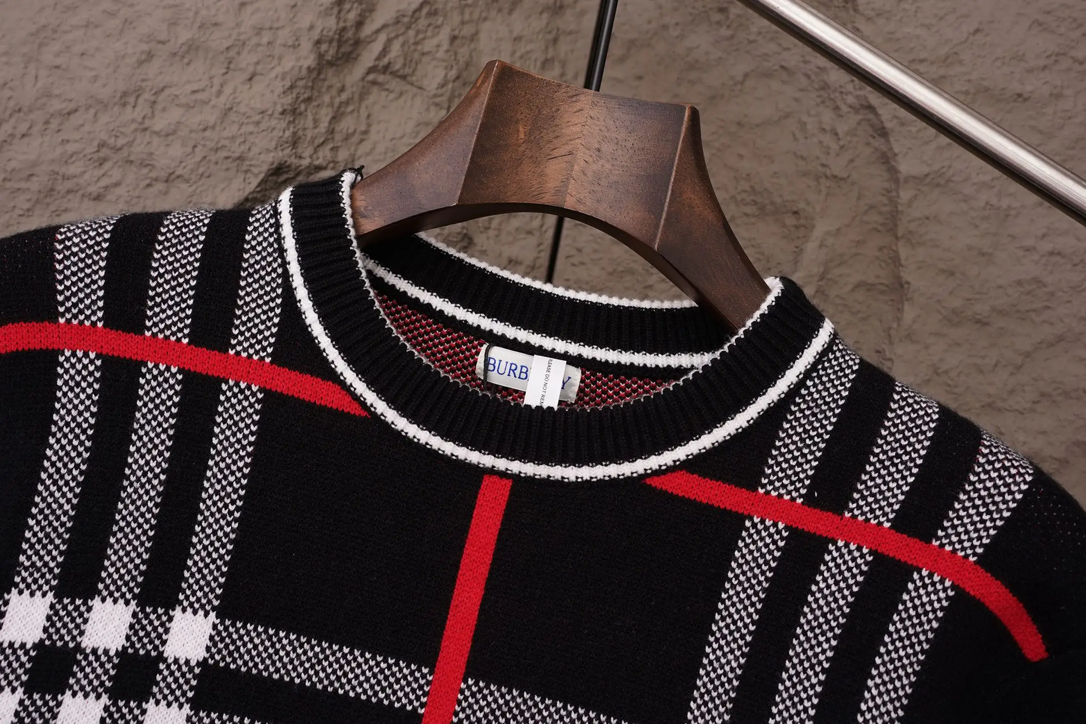 Check Intarsia Wool and Mohair-Blend Sweater D19019809 — view 3
