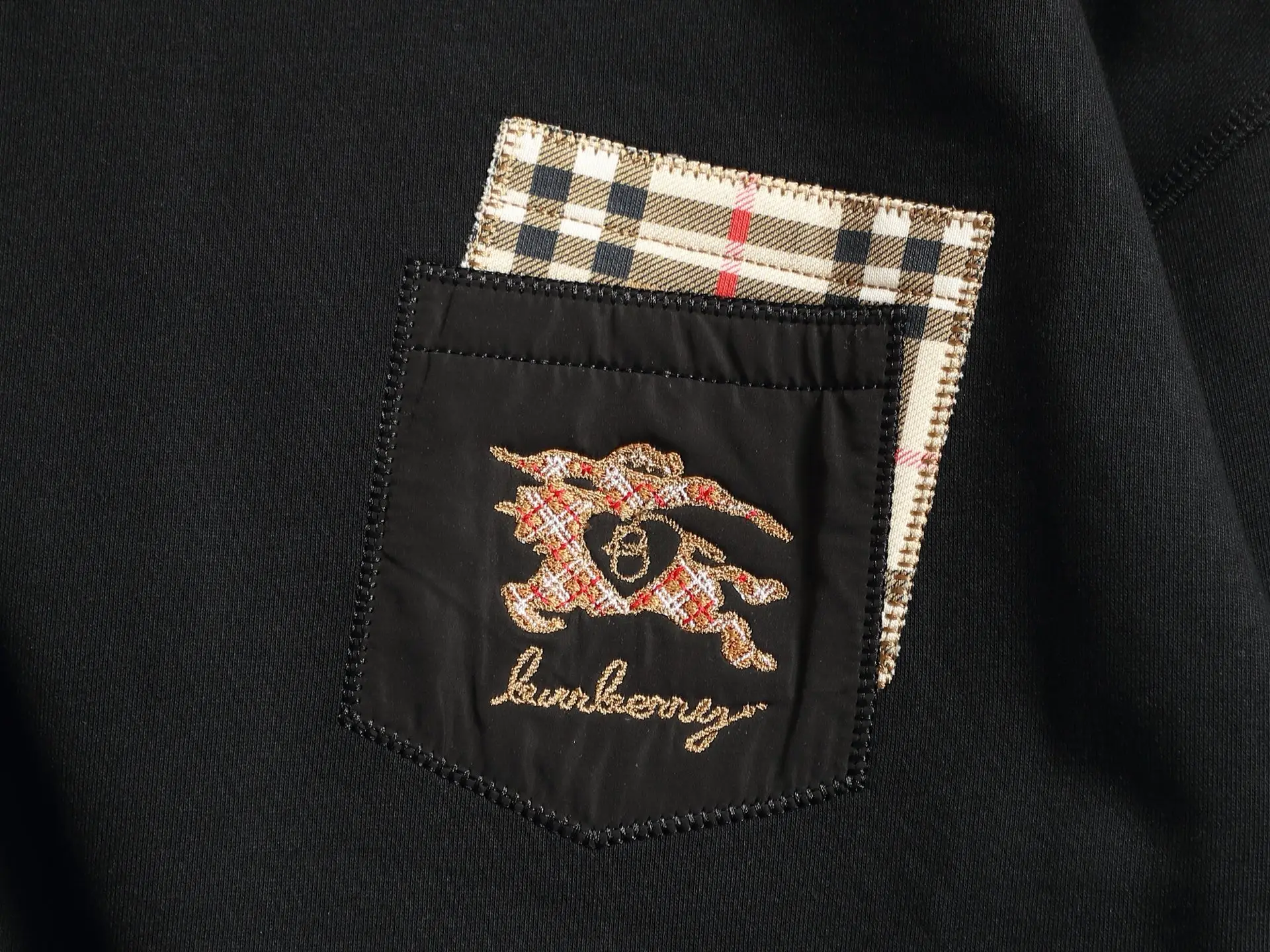 Logo Embroidery Check-Trim Sweatshirt D19020211 — view 4