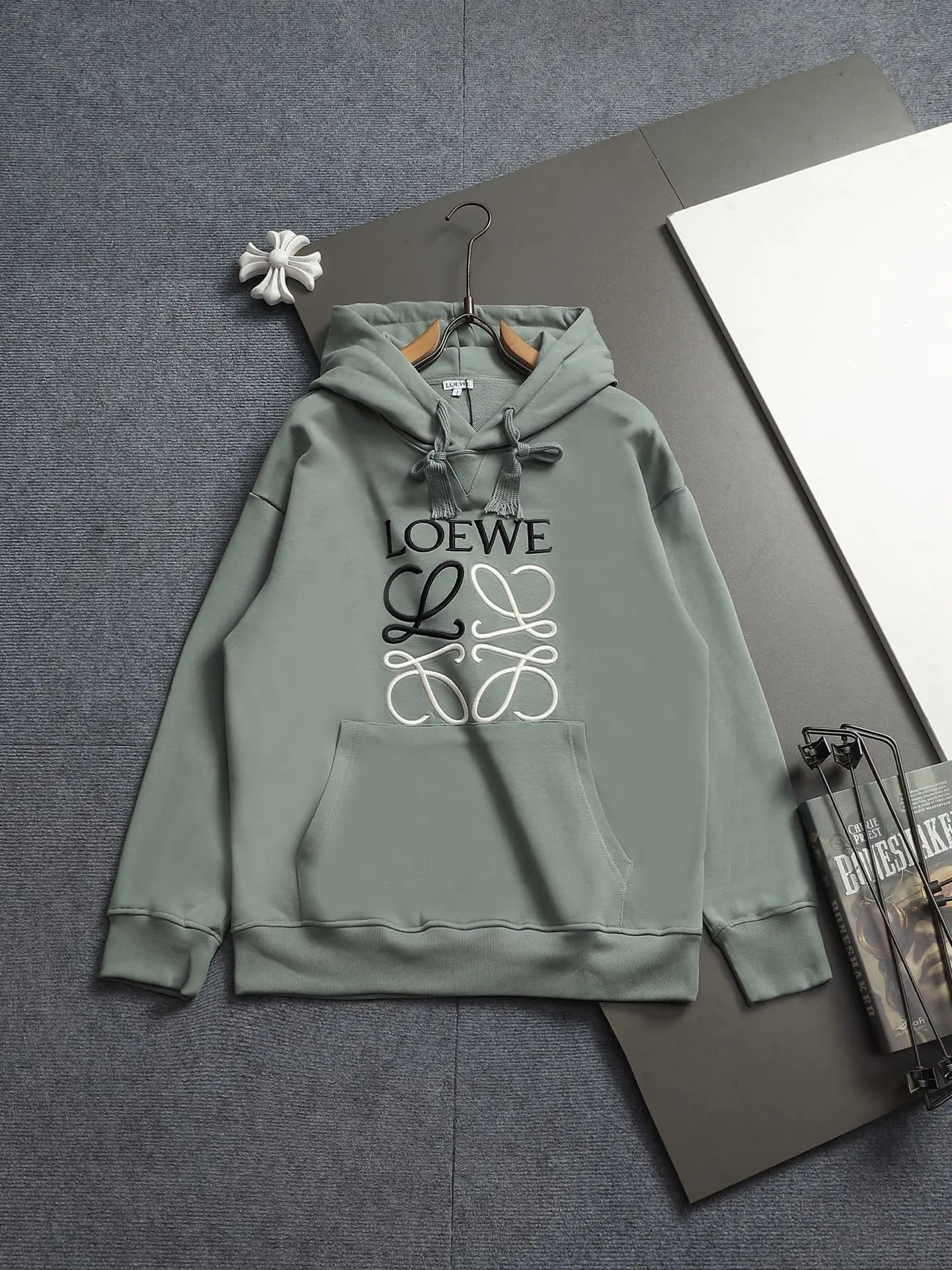 Anagram Logo Embroidered Cotton Hoodie D19022000